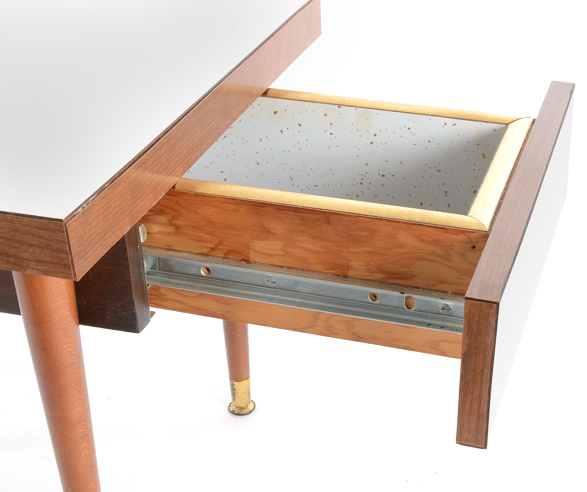 White Laminate Side Table with Drawer