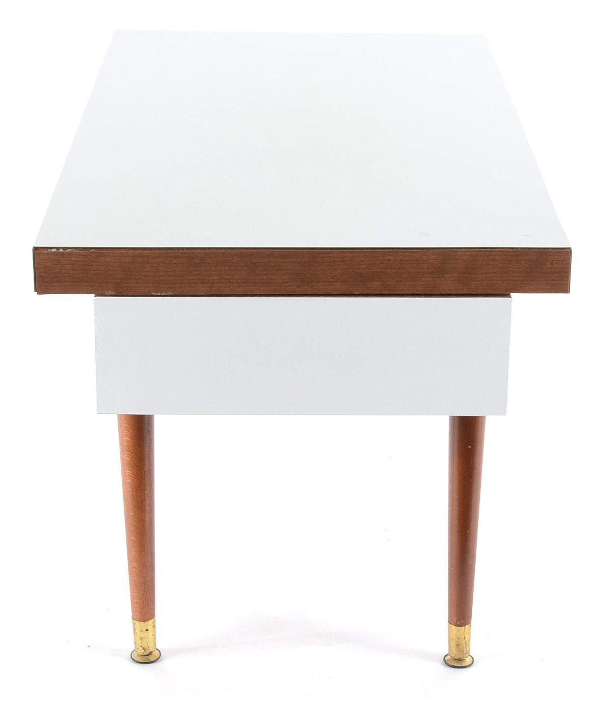 White Laminate Side Table with Drawer