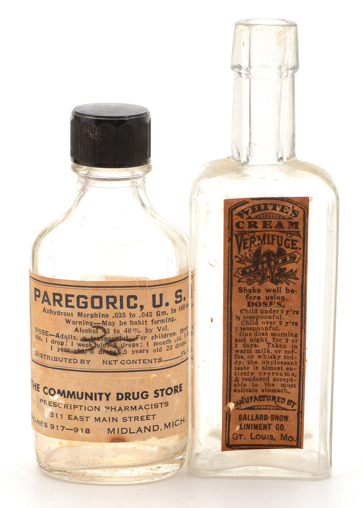 Five Vintage Medicine Bottles with Labels