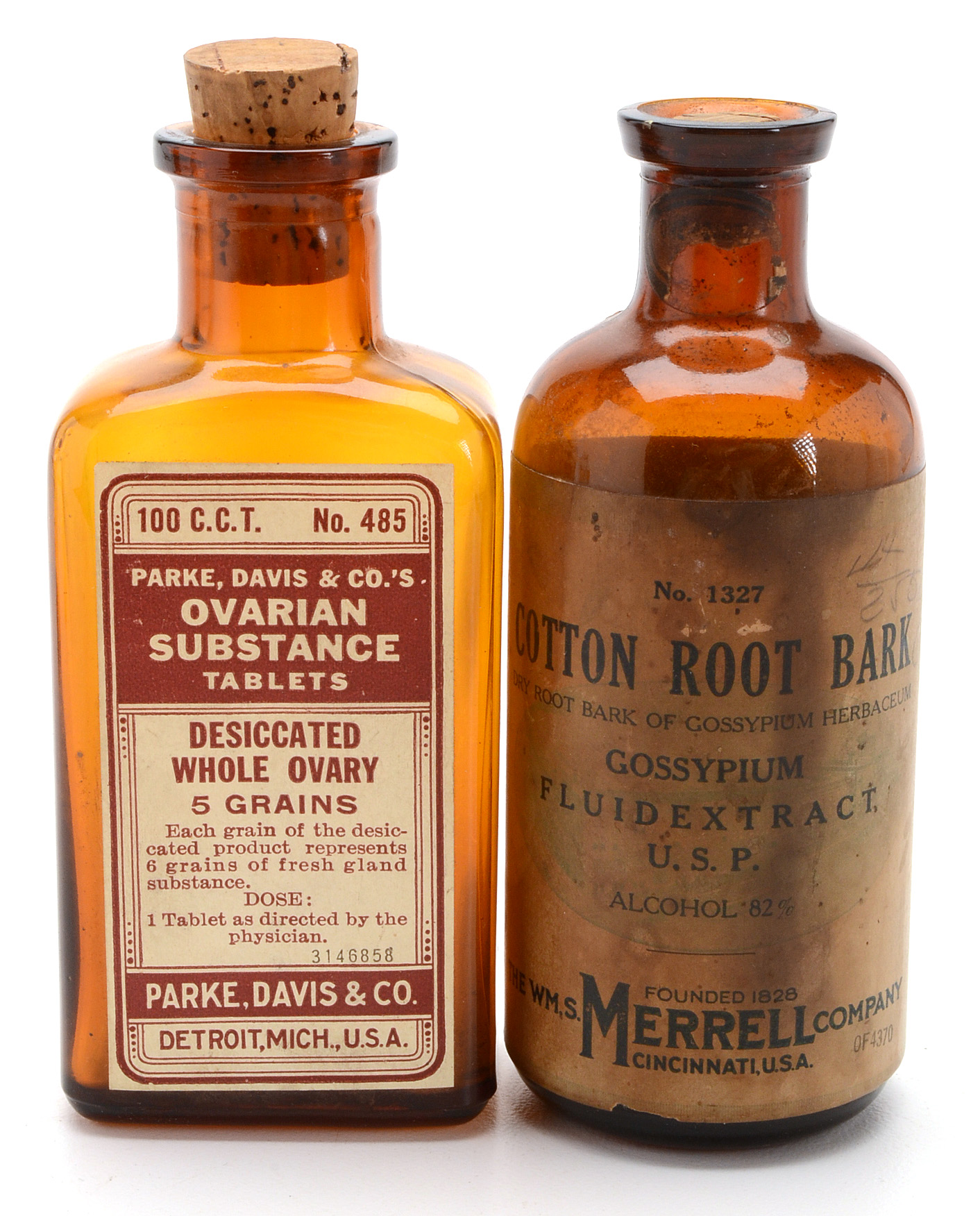 Five Vintage Medicine Bottles with Labels
