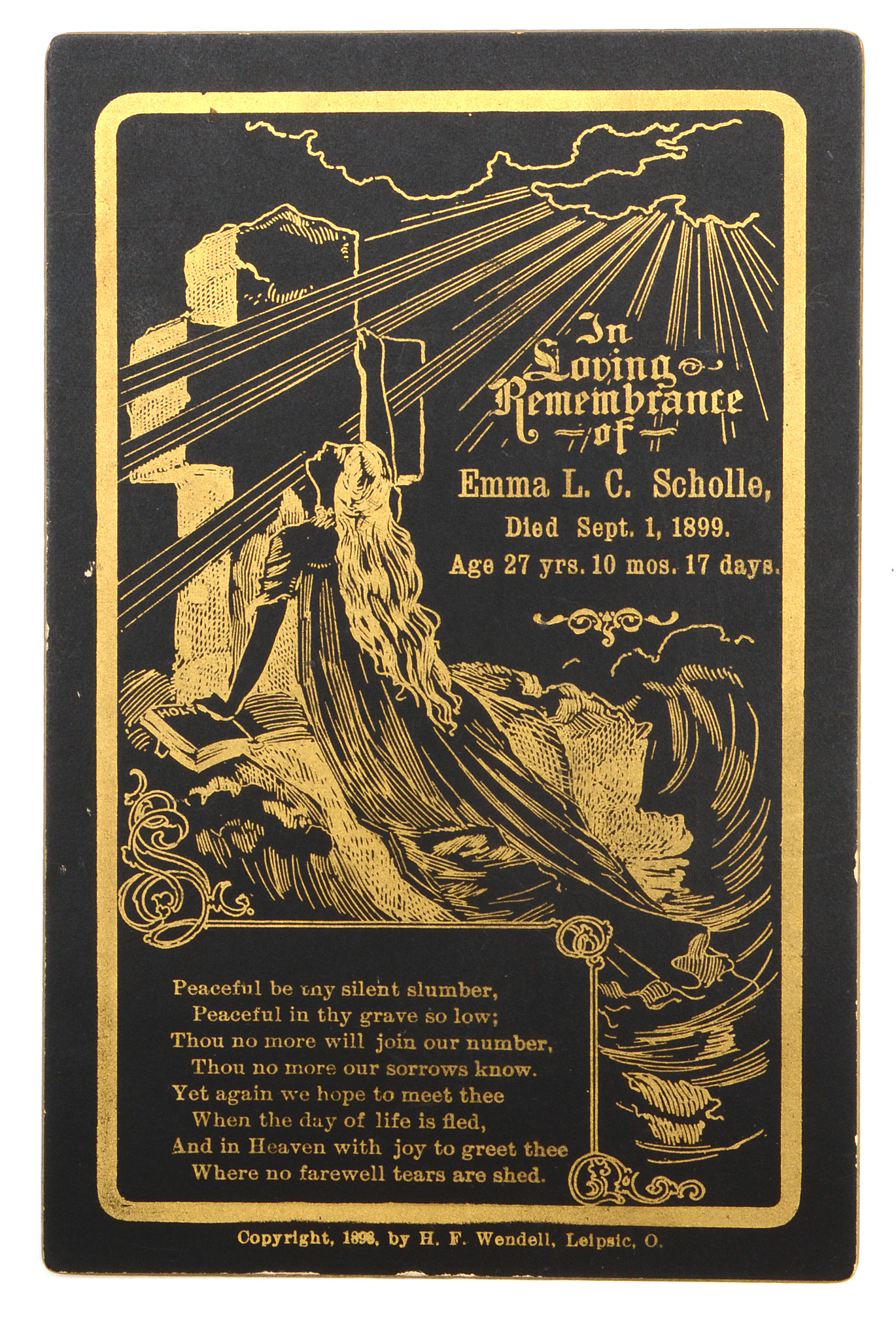 Five Antique Memorial Cards