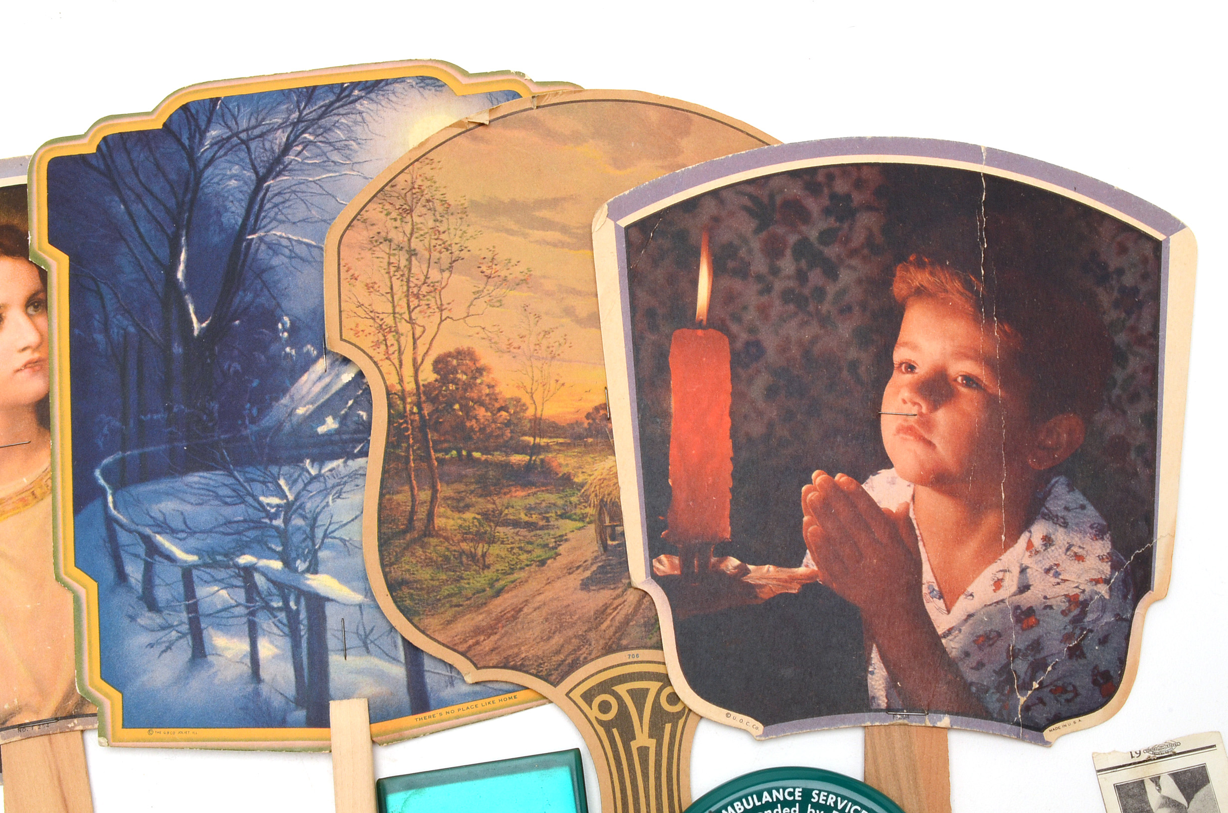 Collection of Funeral Home Promotional Material Incl. Straw Fans