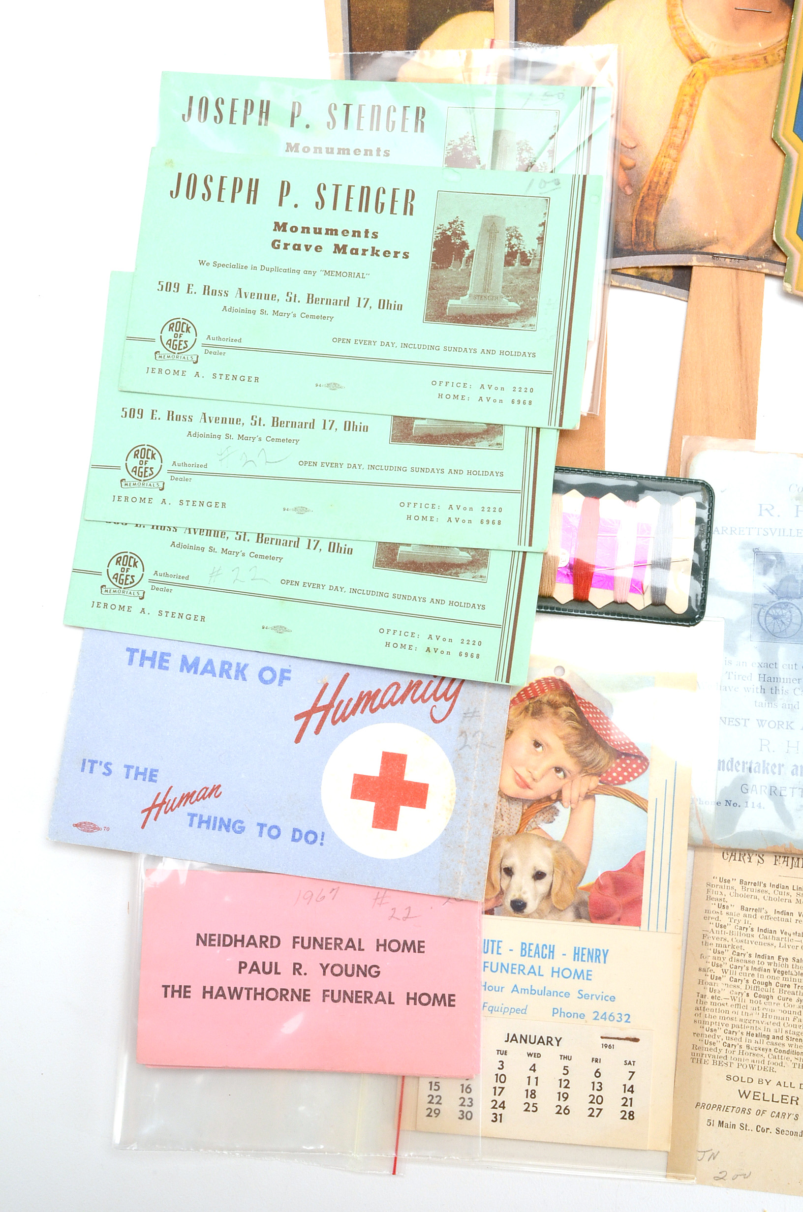 Collection of Funeral Home Promotional Material Incl. Straw Fans