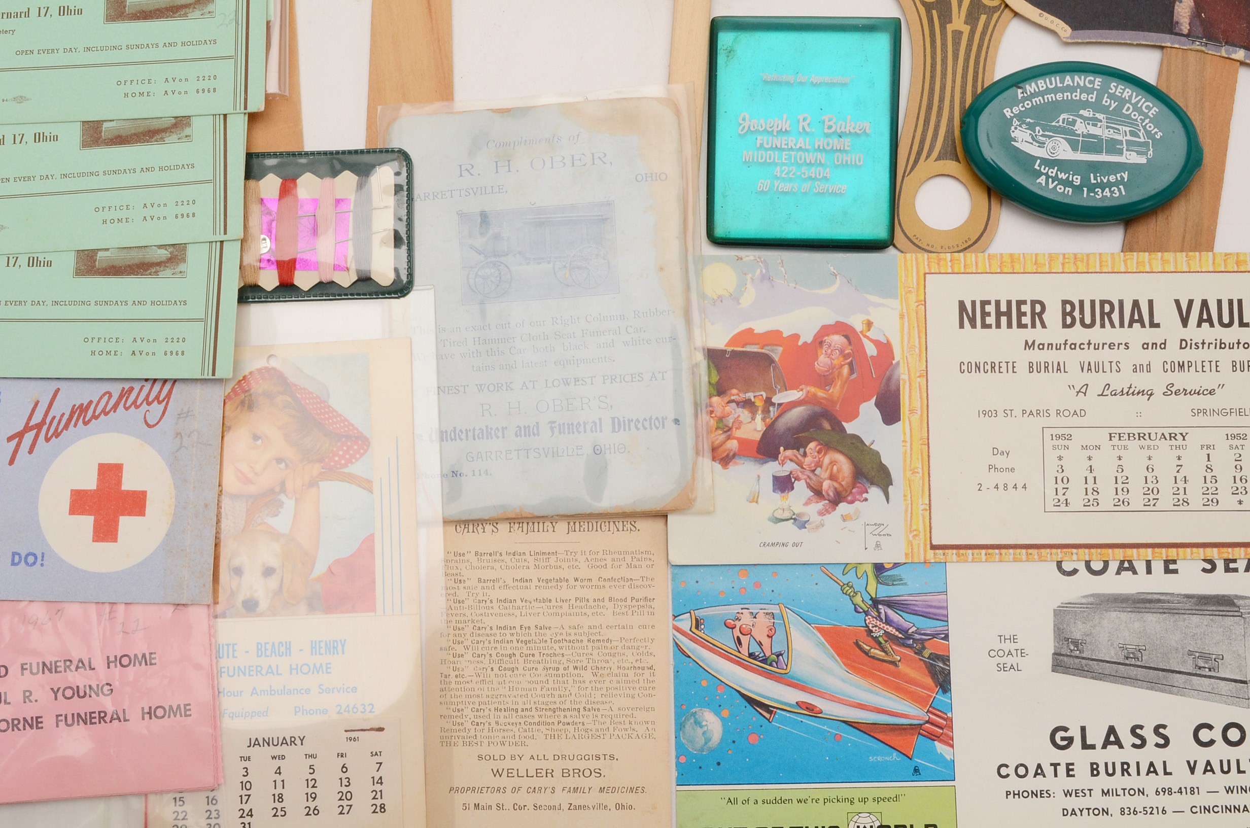 Collection of Funeral Home Promotional Material Incl. Straw Fans