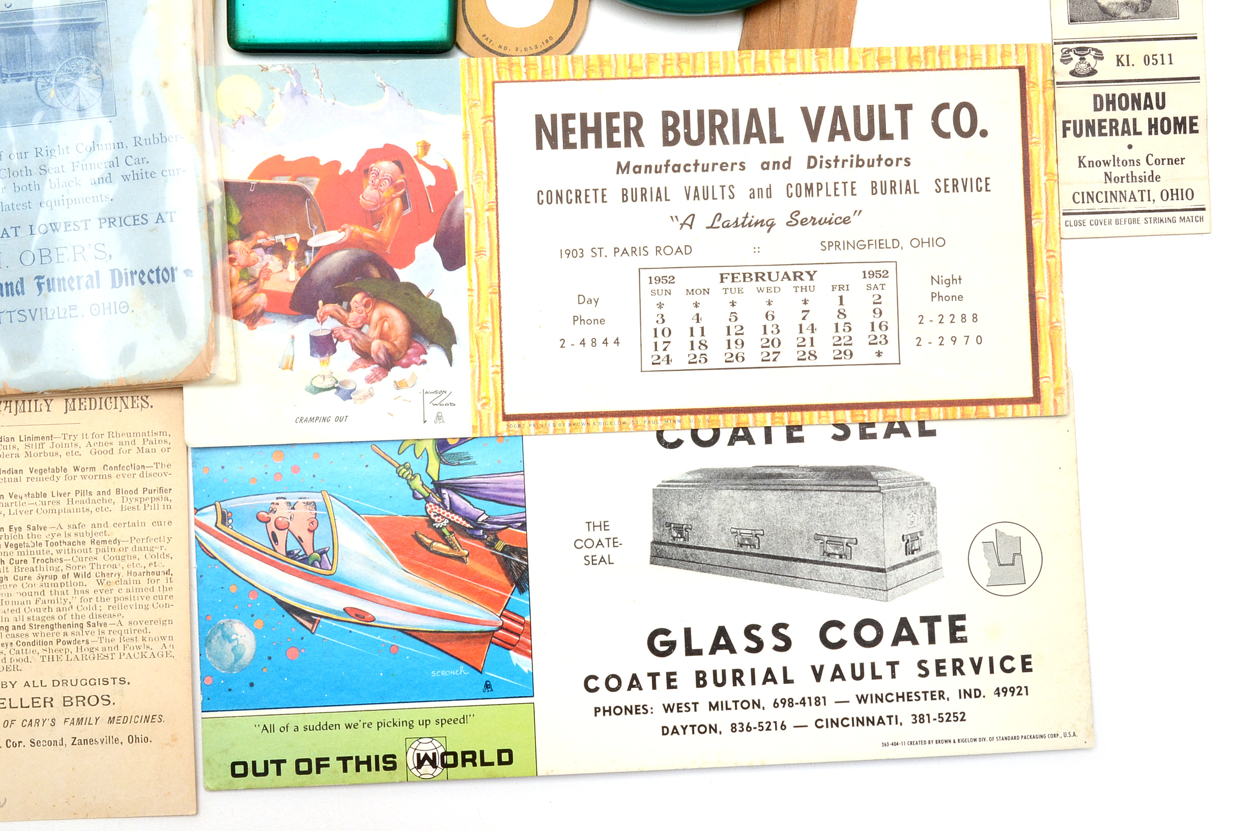 Collection of Funeral Home Promotional Material Incl. Straw Fans