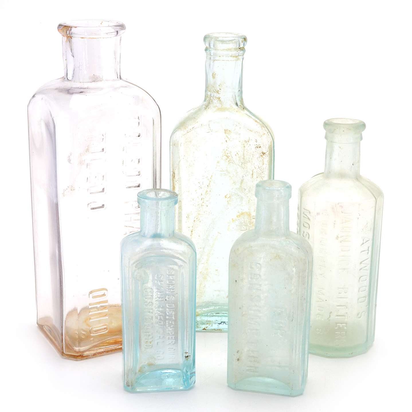Five Large Vintage Pharmaceutical Bottles