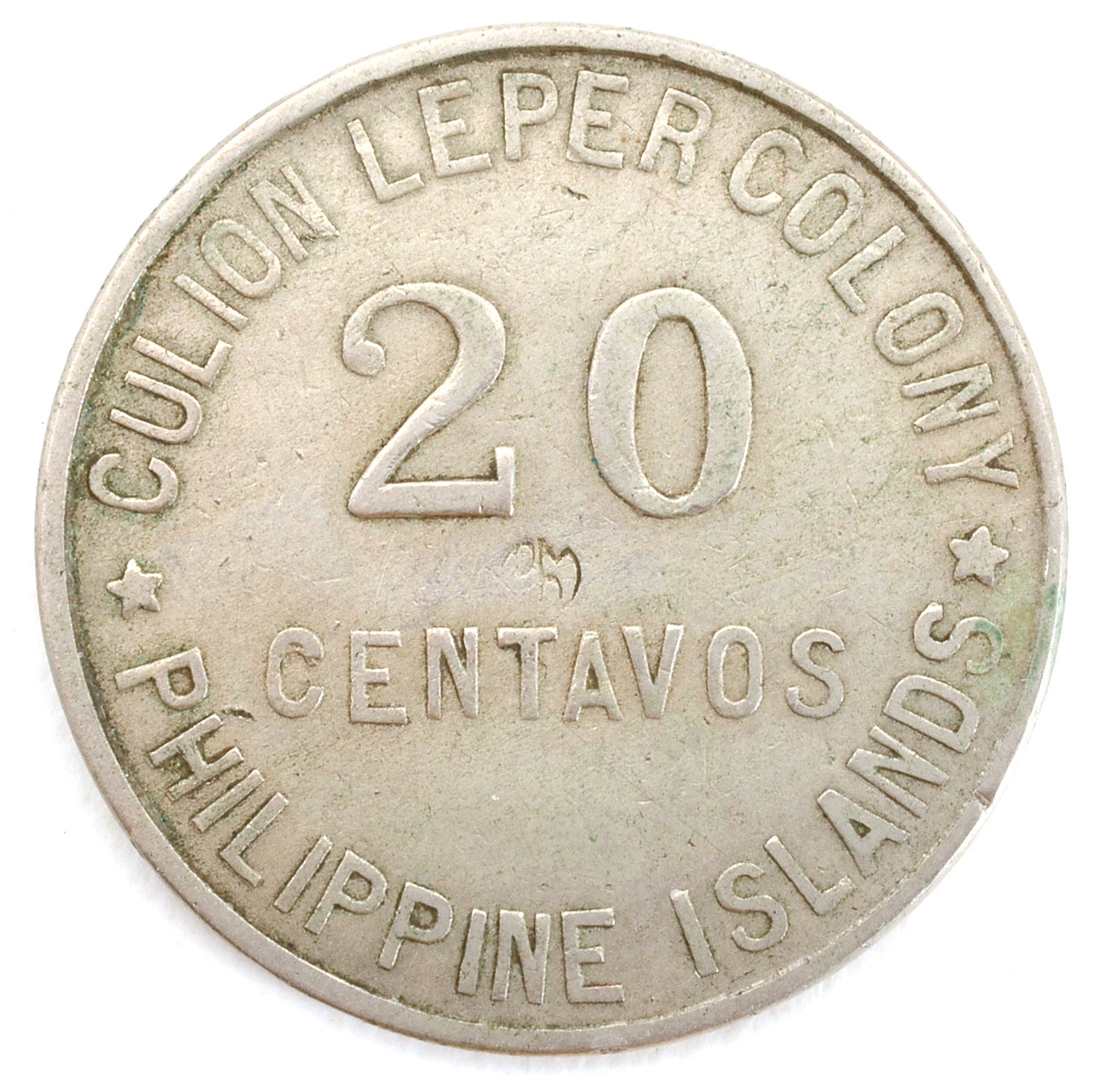 Rare 1922 20 Centavos Culion Leper Colony Coin from Philippines