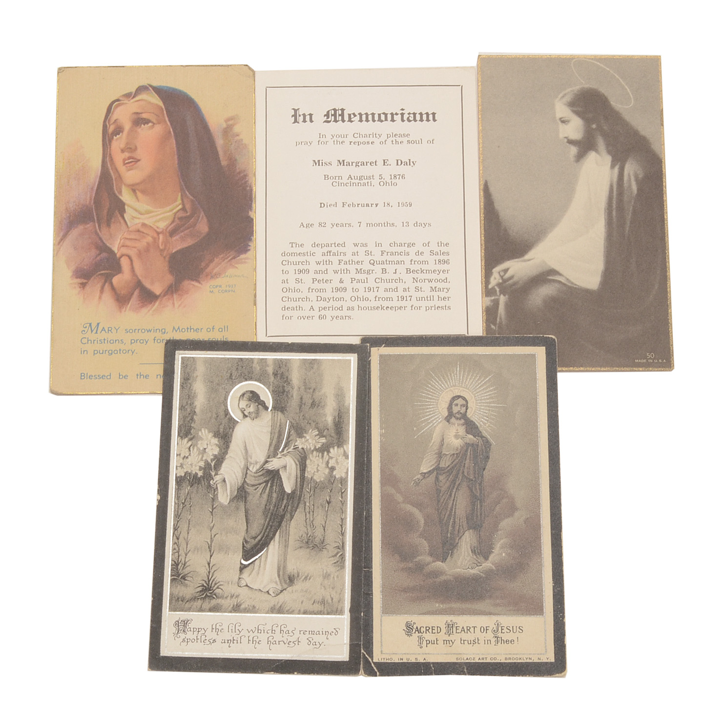 Five Vintage Memorial Cards