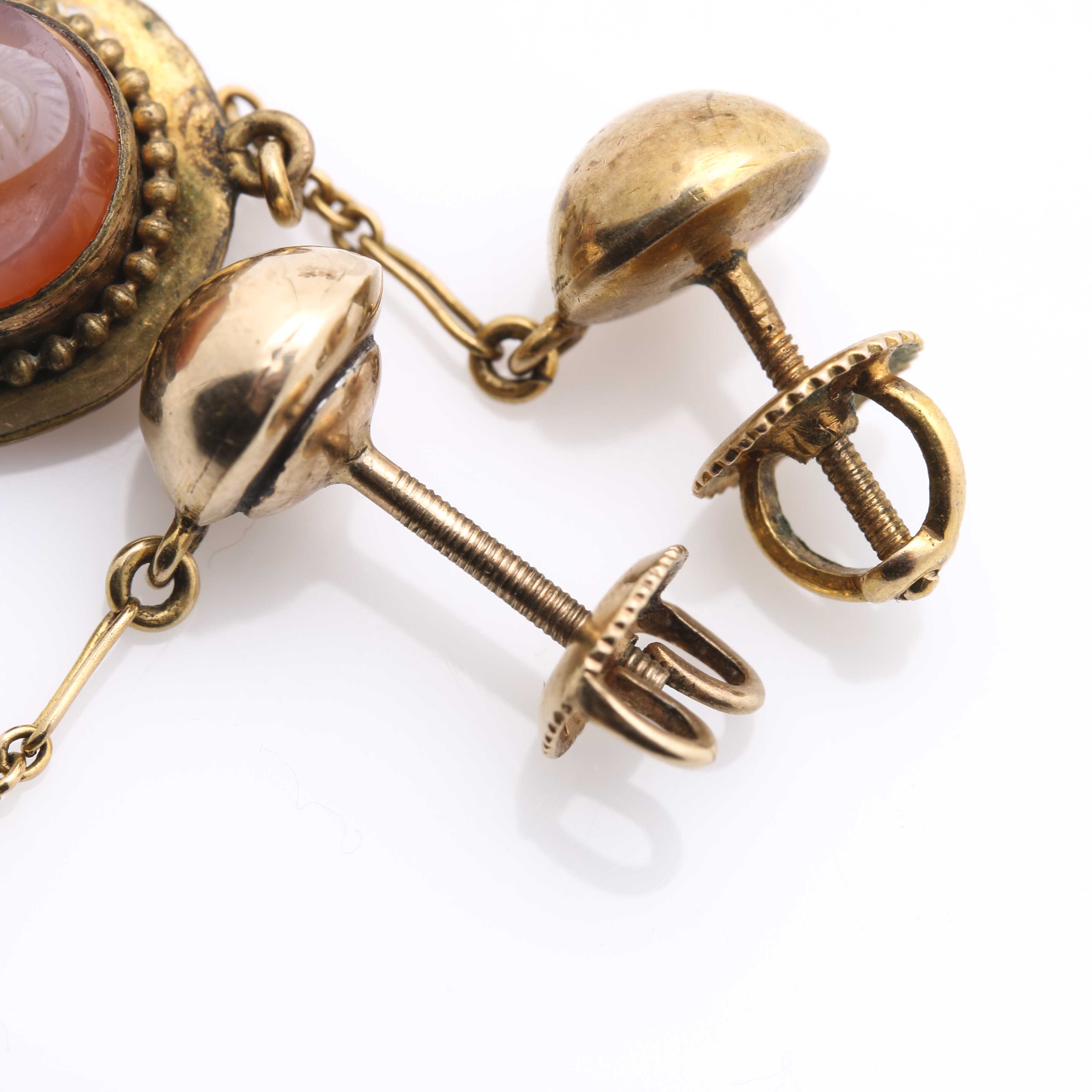 Gold Tone, 10K, and 14K Gold Jewelry With Sardonyx Cameos Featuring Forstner and Gioiello