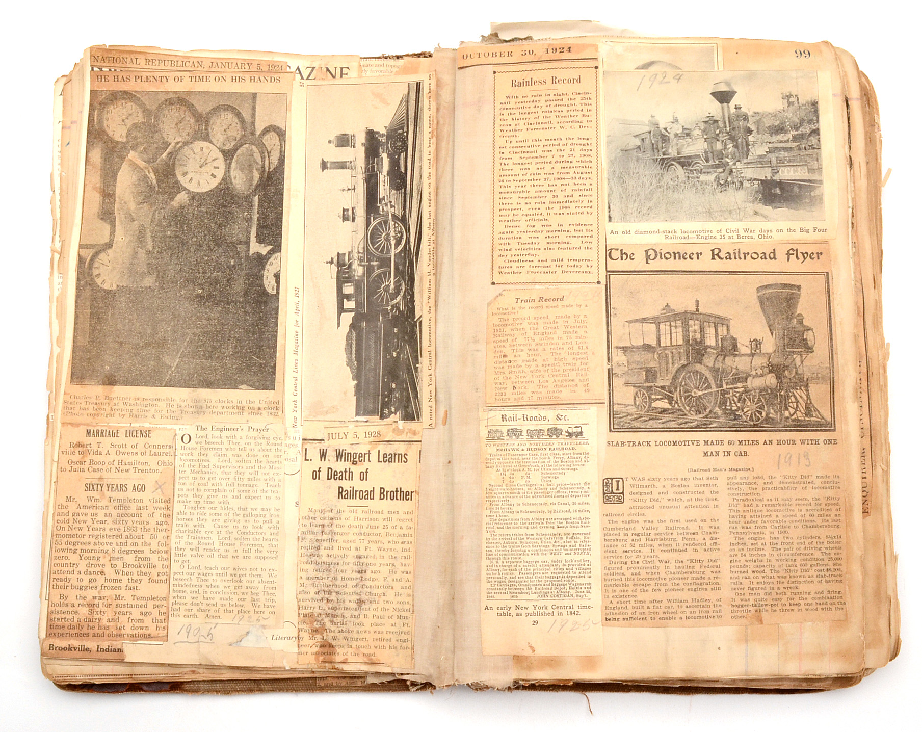 Scrapbook of Early 20th Century Railroad Clippings