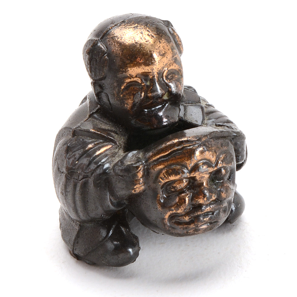 Antique Crane & Breed Casket Company Chinese Boy Paperweight