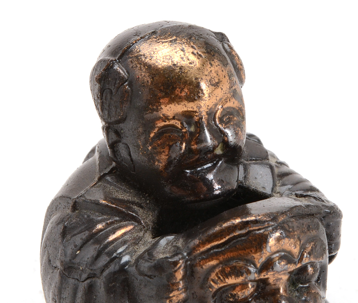 Antique Crane & Breed Casket Company Chinese Boy Paperweight