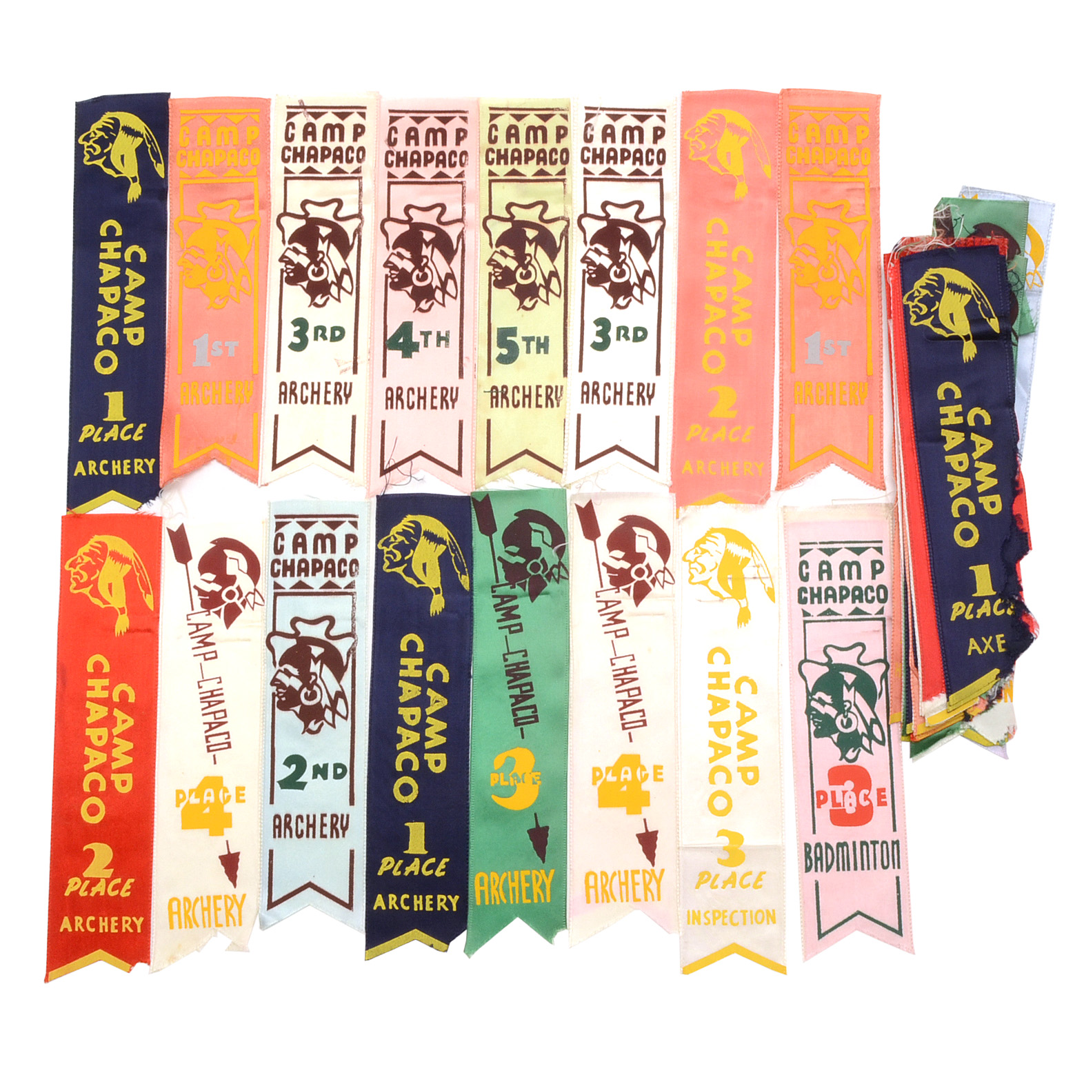 Large Collection of Vintage "Camp Chapaco" Ribbons