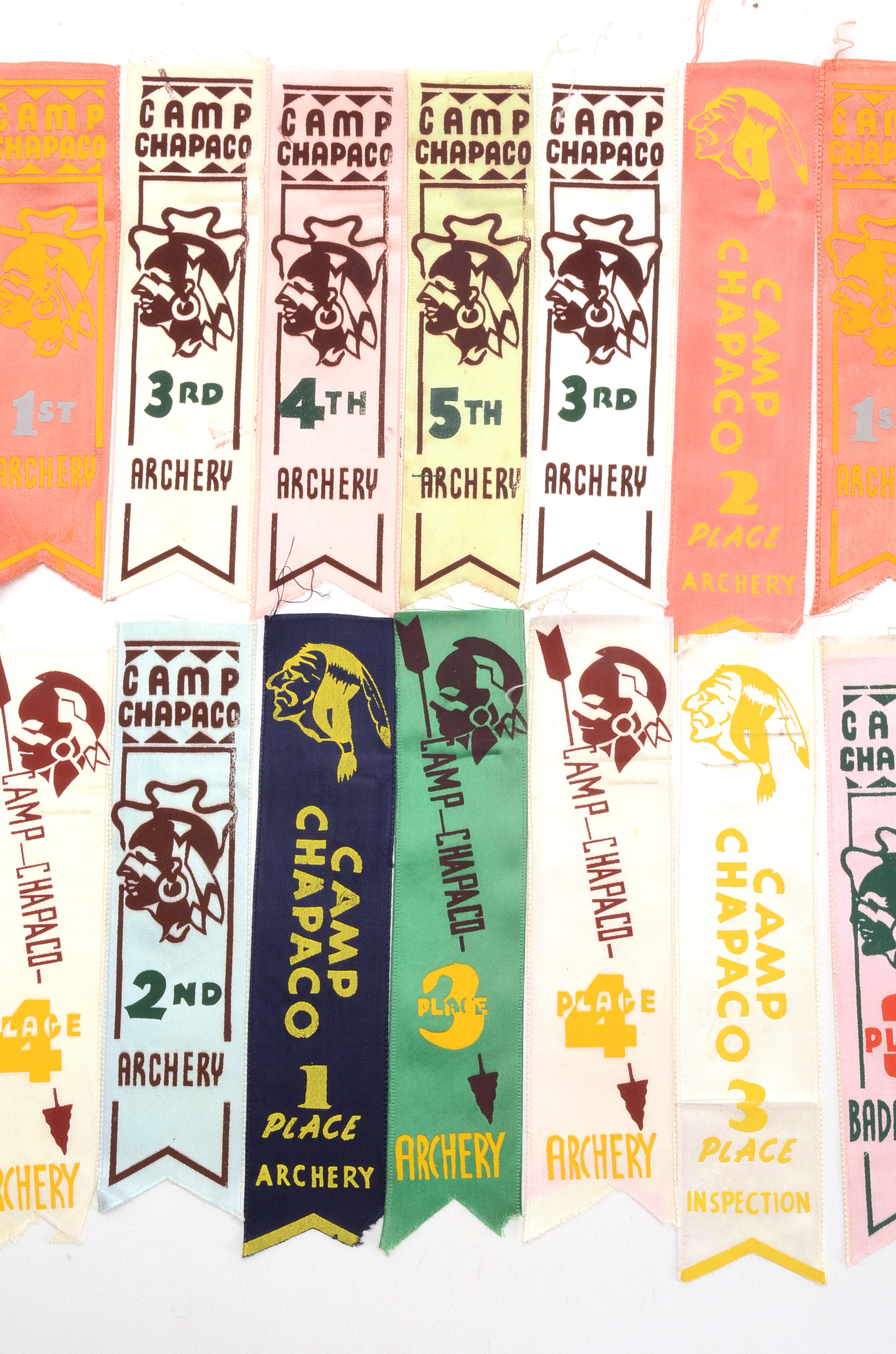Large Collection of Vintage "Camp Chapaco" Ribbons