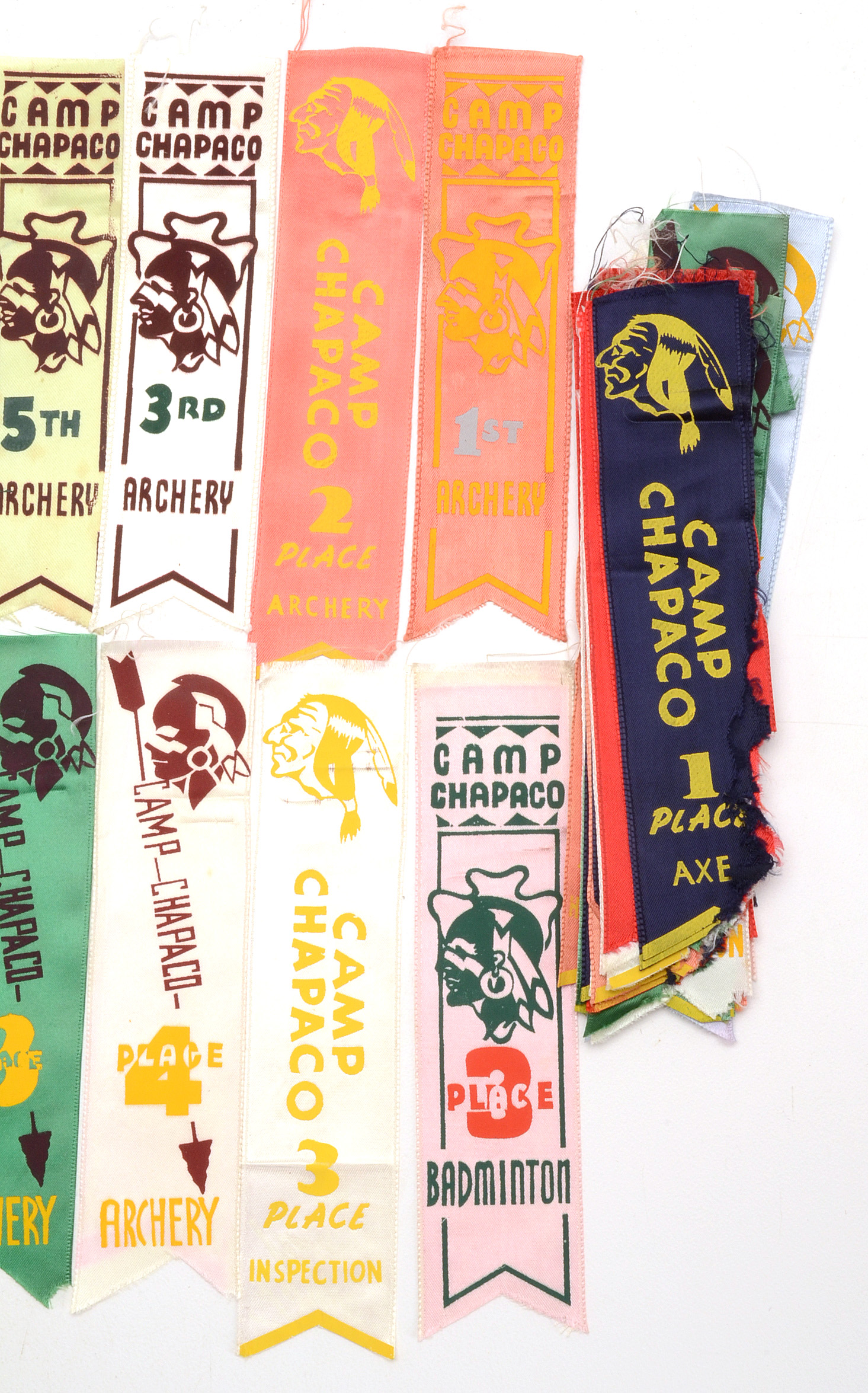 Large Collection of Vintage "Camp Chapaco" Ribbons