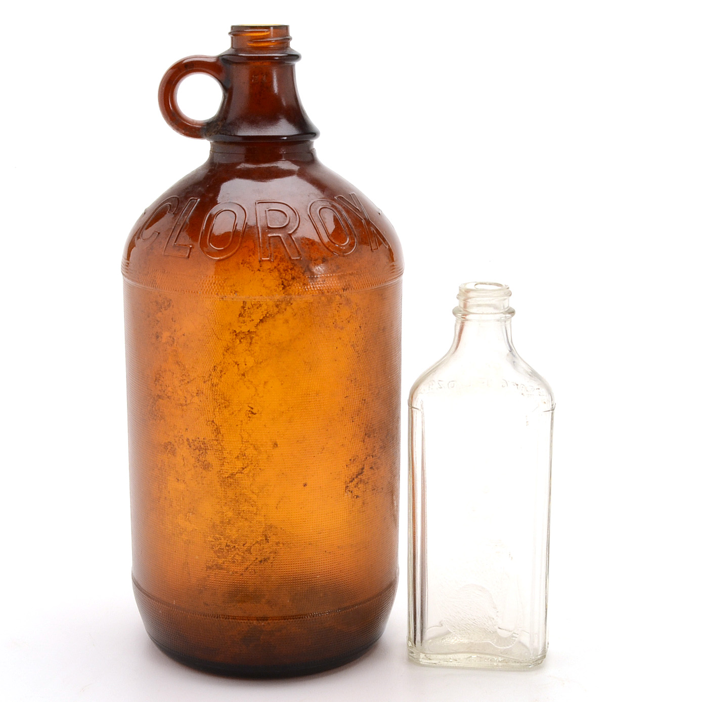 Pair of Vintage Glass Cleaning Product Bottles