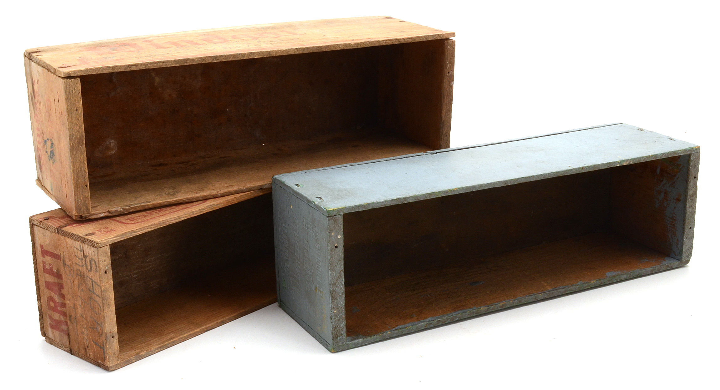Three Vintage Wooden Pimento Cheese Boxes