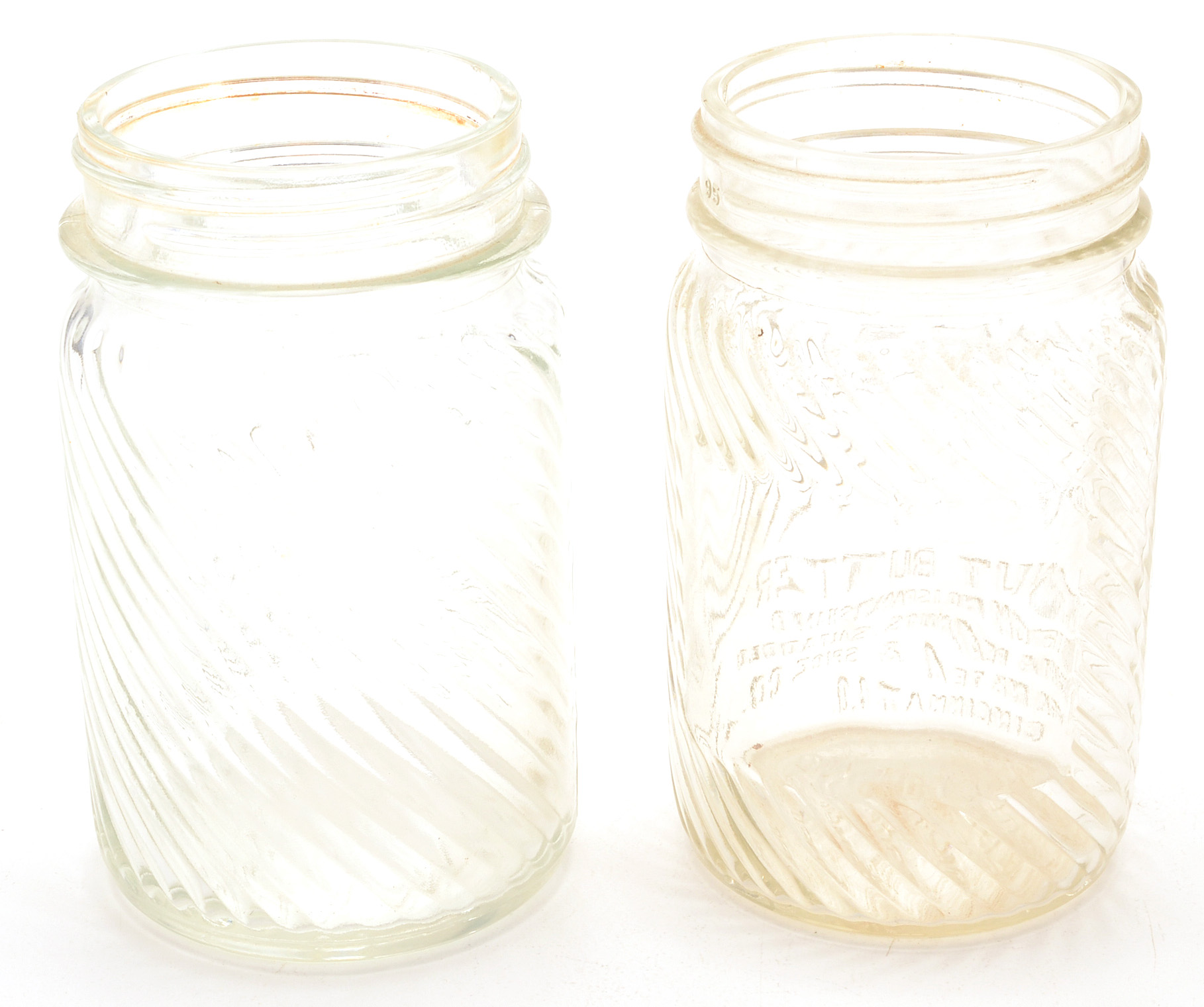 Six Vintage Jumbo Peanut Butter Jars