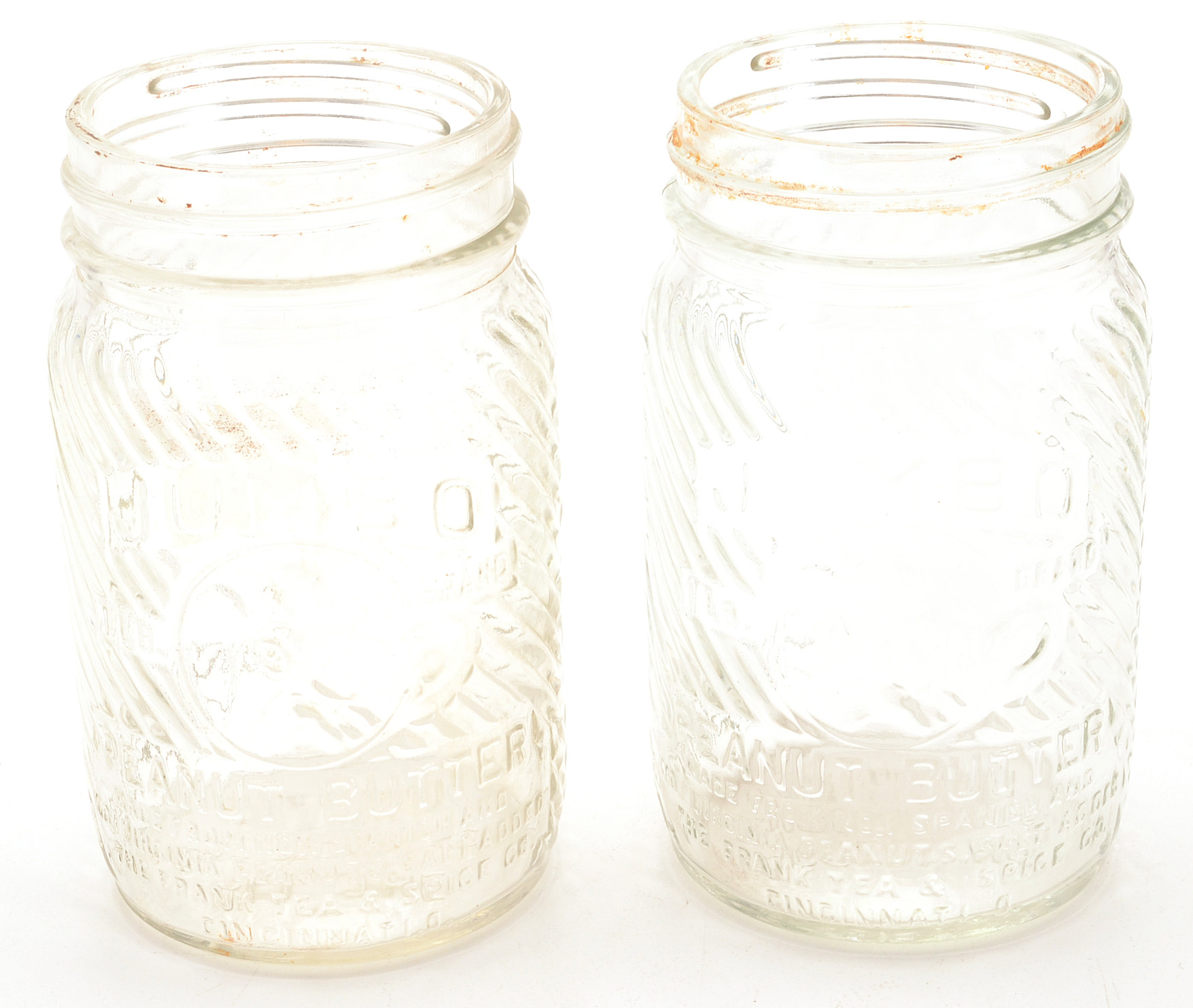 Six Vintage Jumbo Peanut Butter Jars