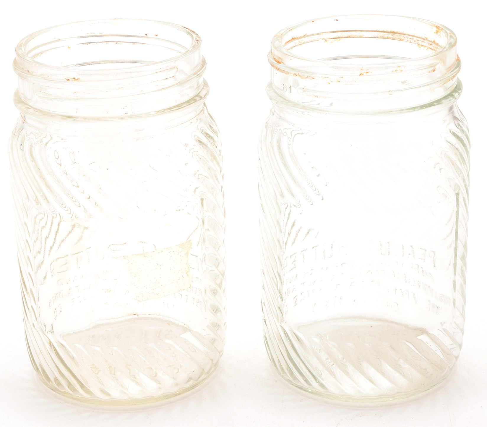 Six Vintage Jumbo Peanut Butter Jars