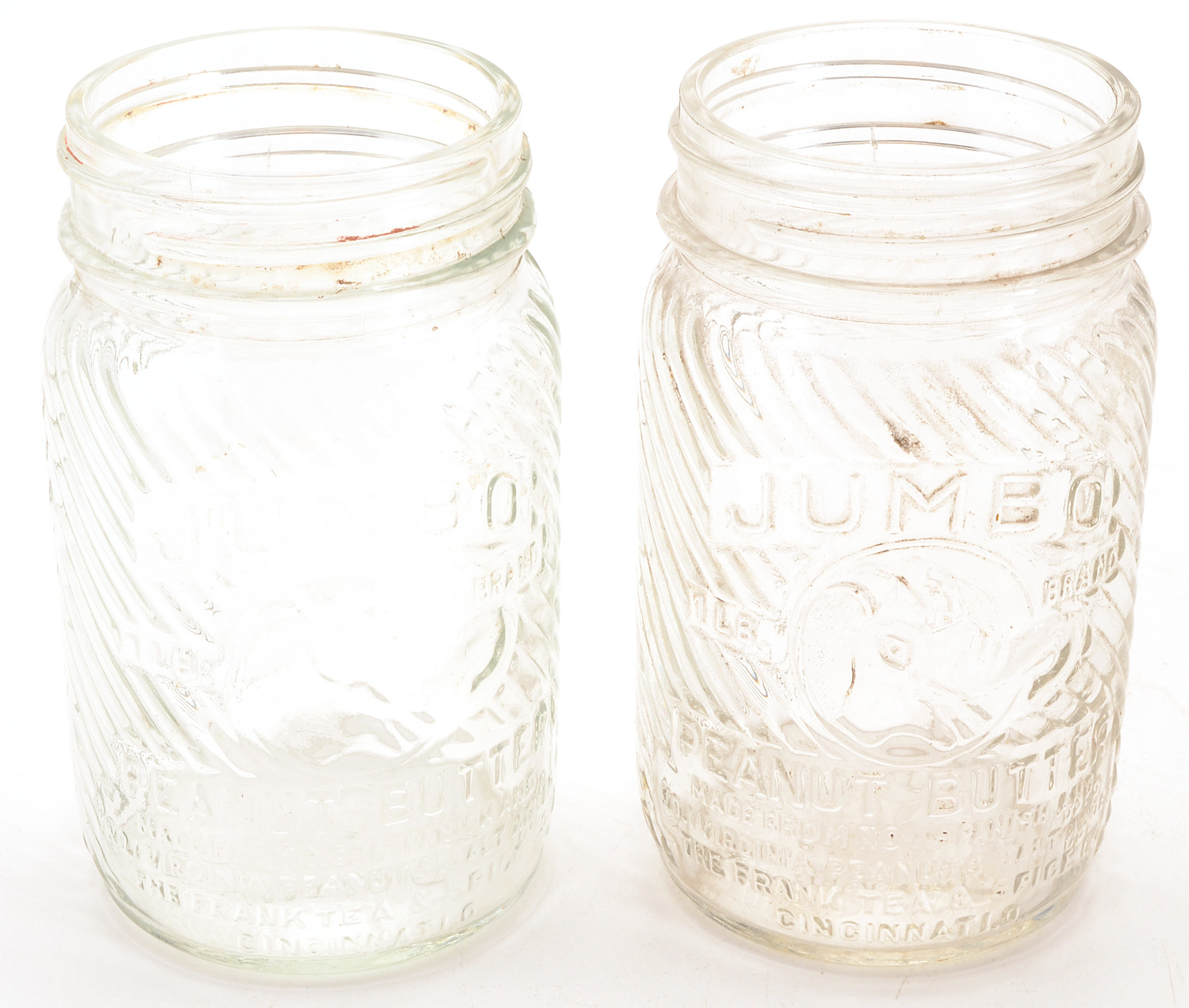 Six Vintage Jumbo Peanut Butter Jars