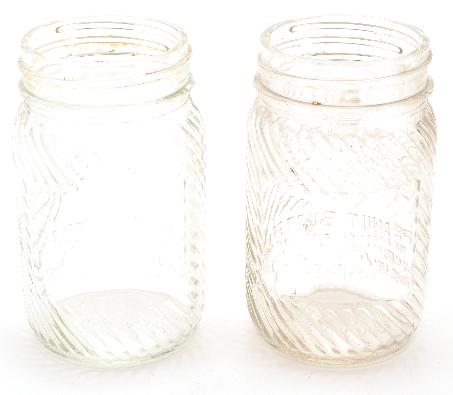 Six Vintage Jumbo Peanut Butter Jars