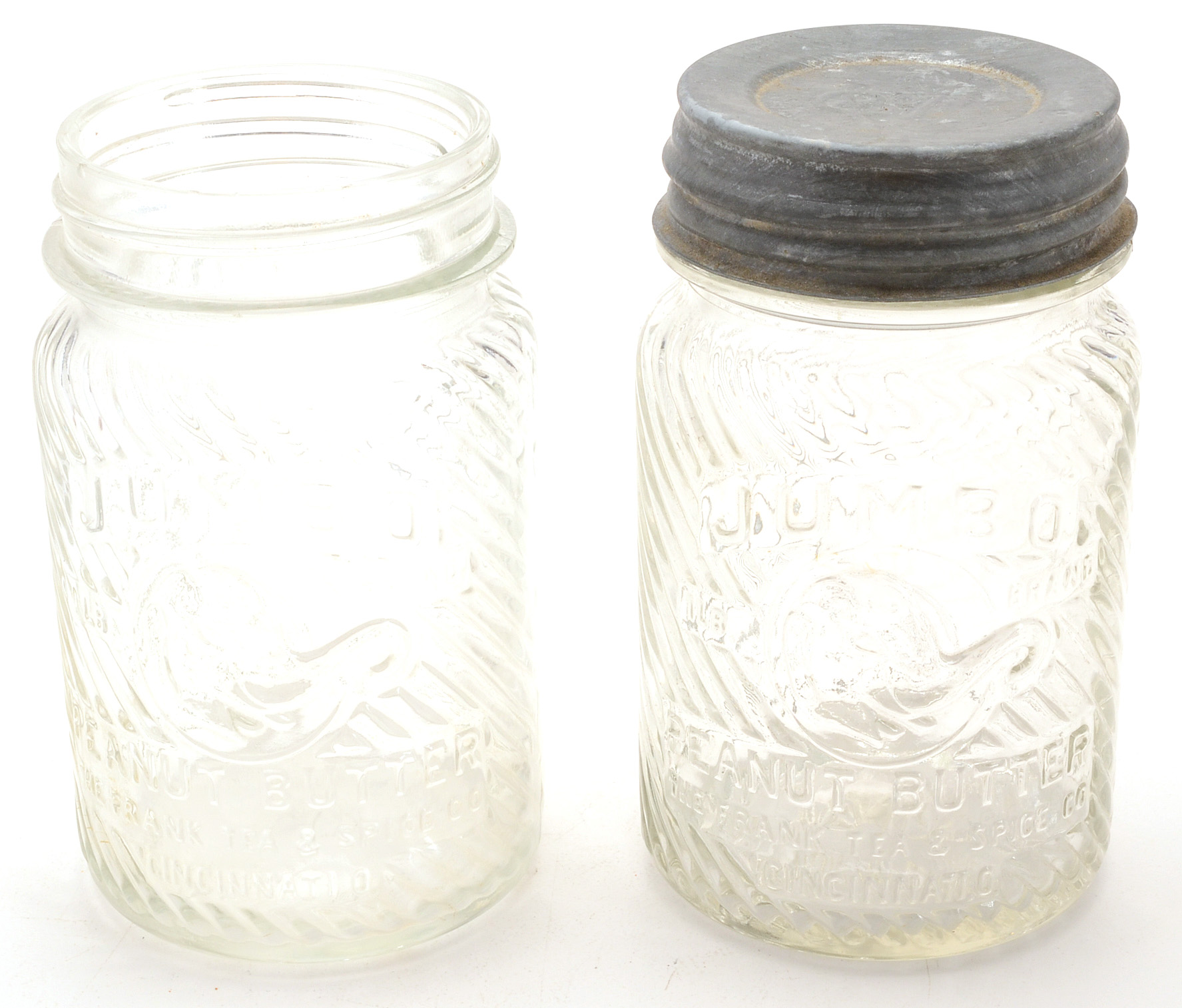 Six Vintage Jumbo Peanut Butter Jars