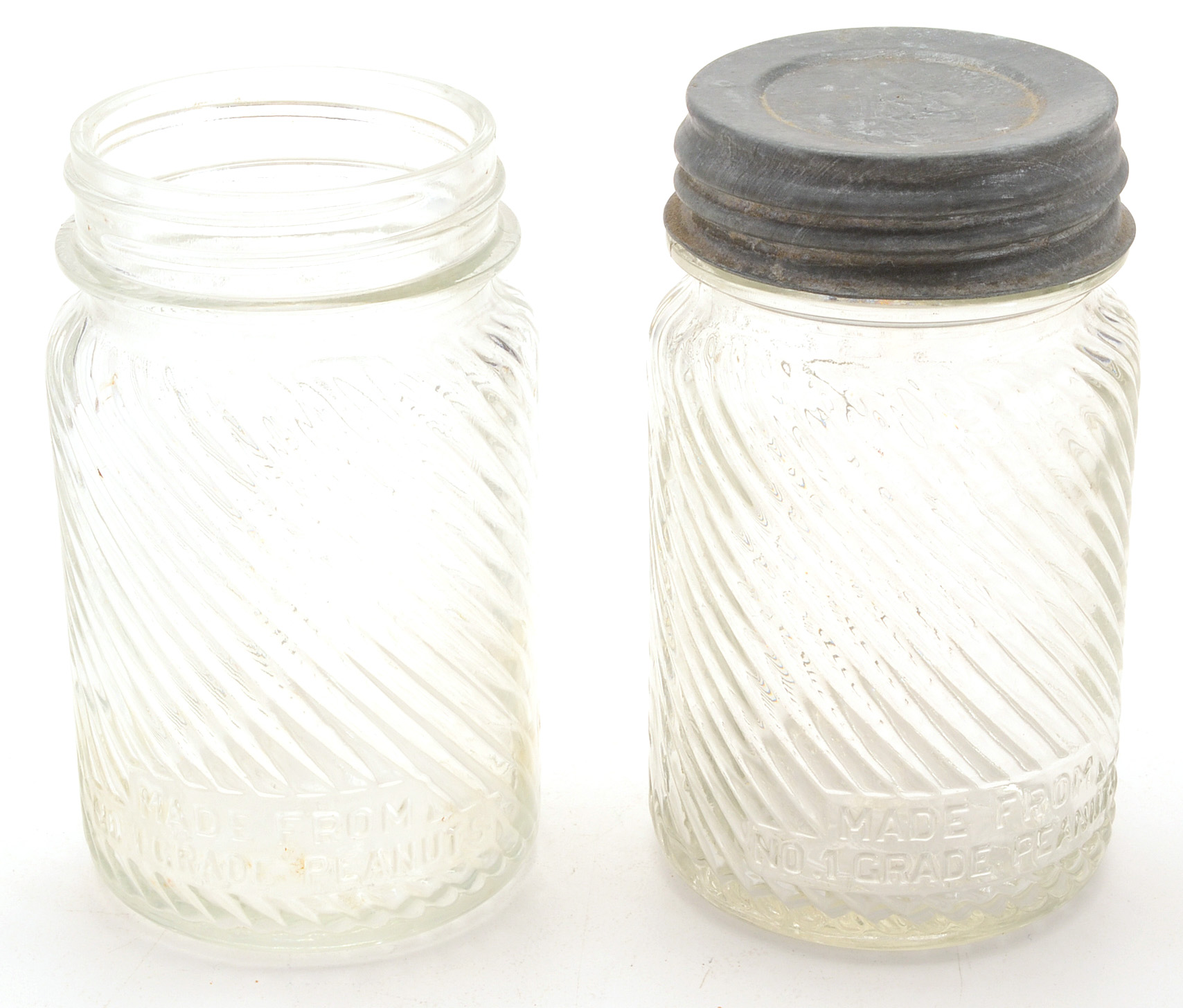 Six Vintage Jumbo Peanut Butter Jars