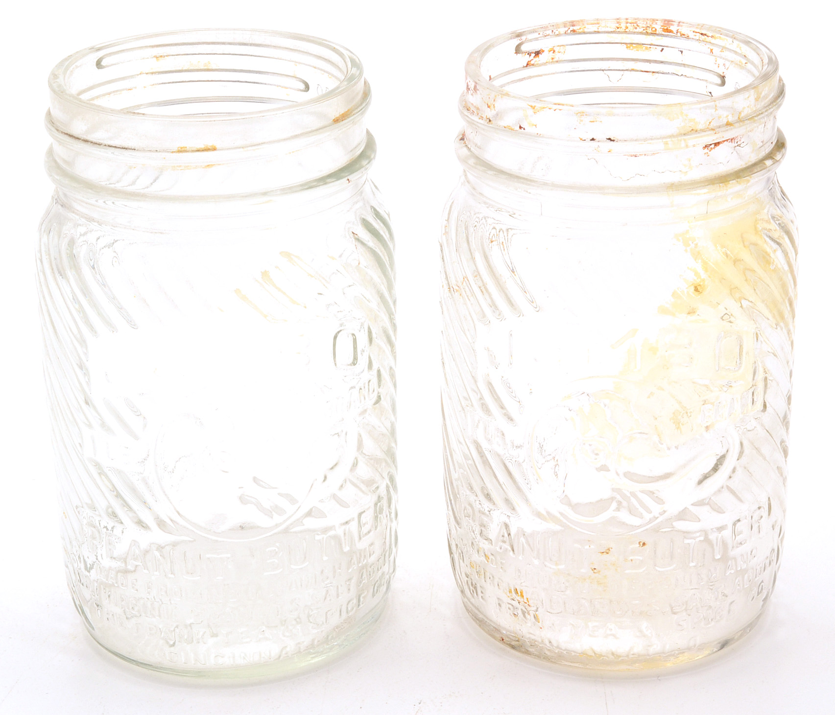 Six Vintage Jumbo Peanut Butter Jars