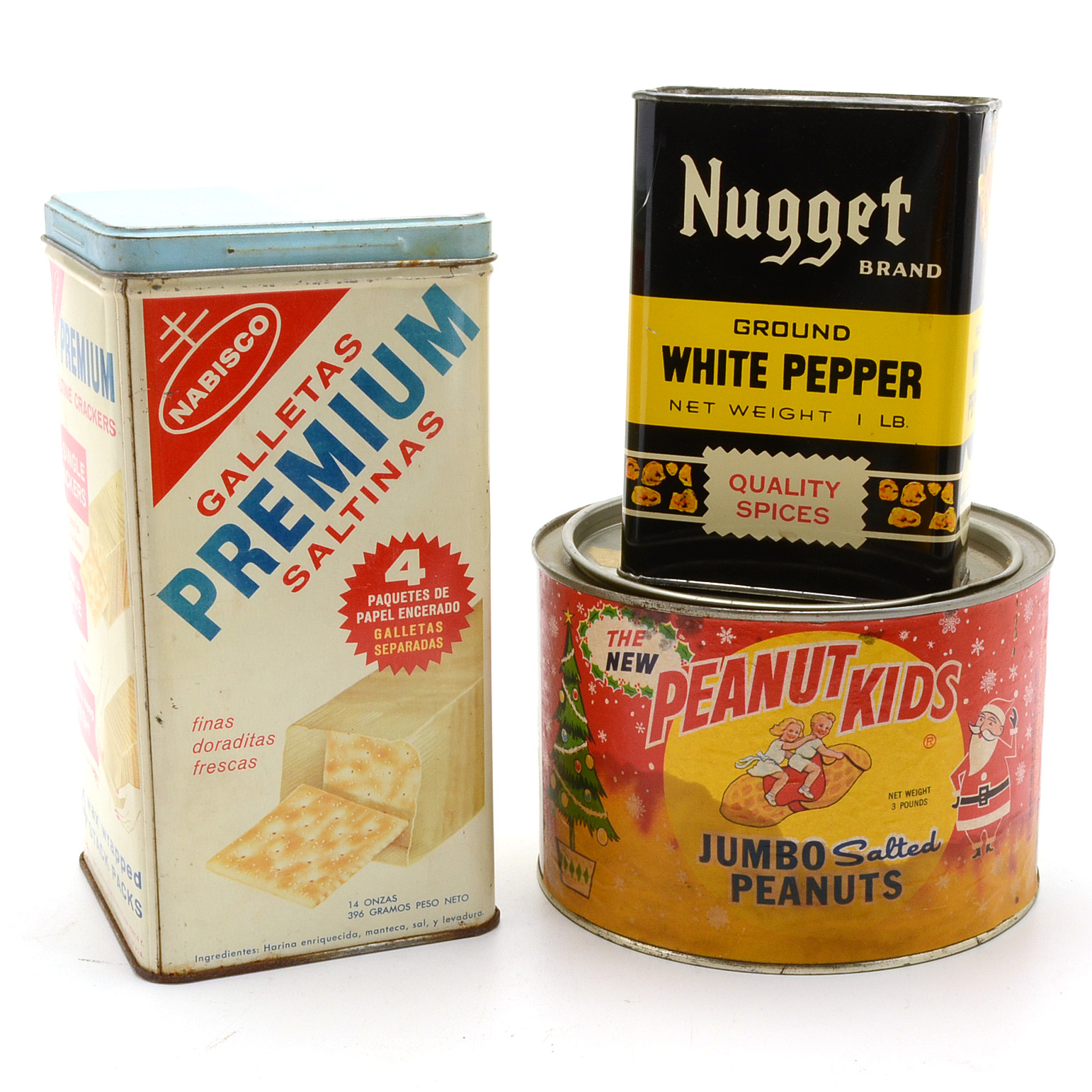 Trio of Large Vintage Food Tins