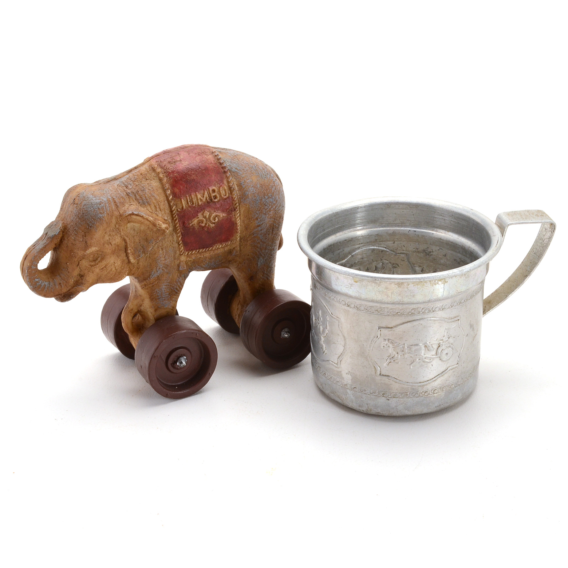 Pair of Vintage Elephant-Themed Children's Collectibles