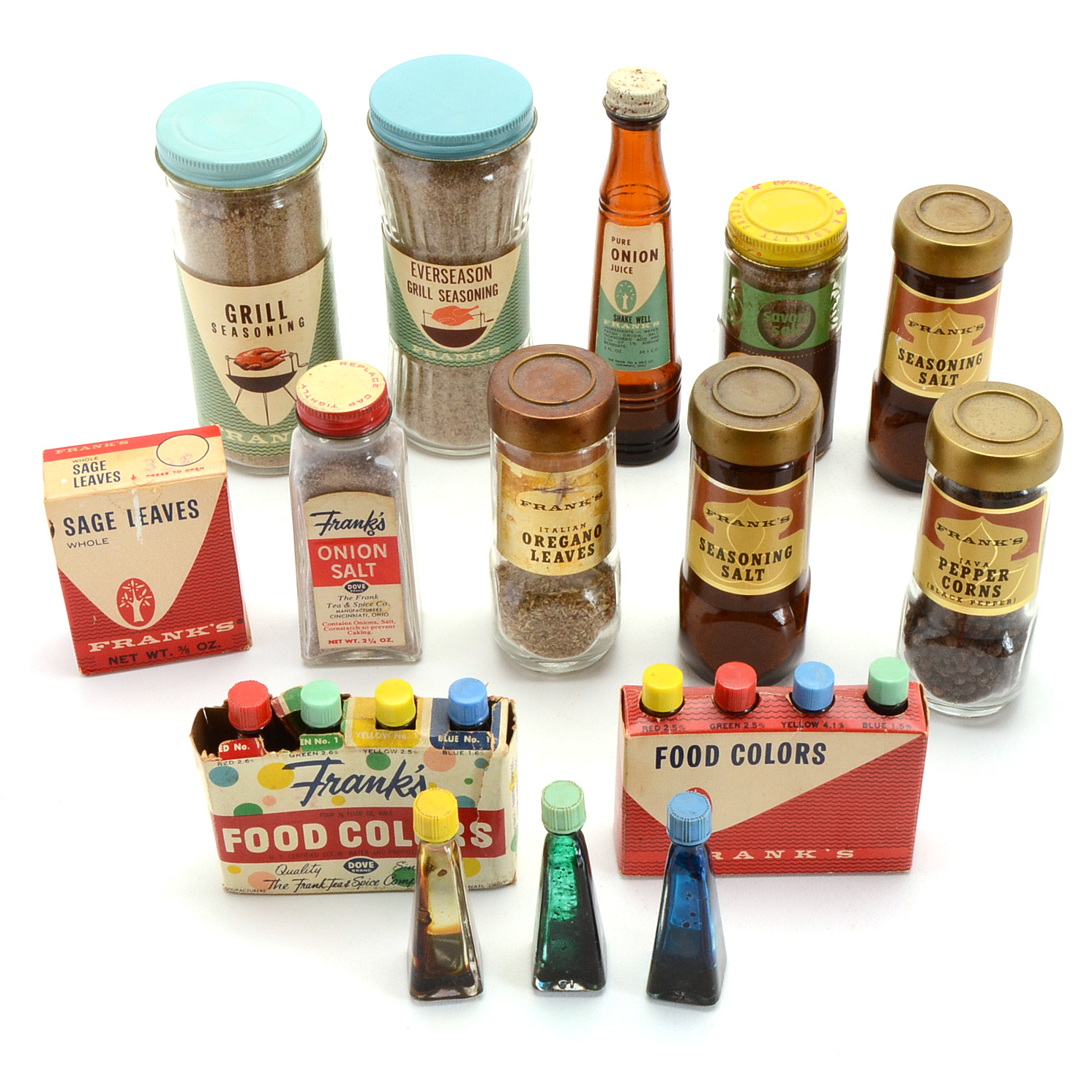 Large Collection of Vintage Frank's Tea & Spice Co. Products