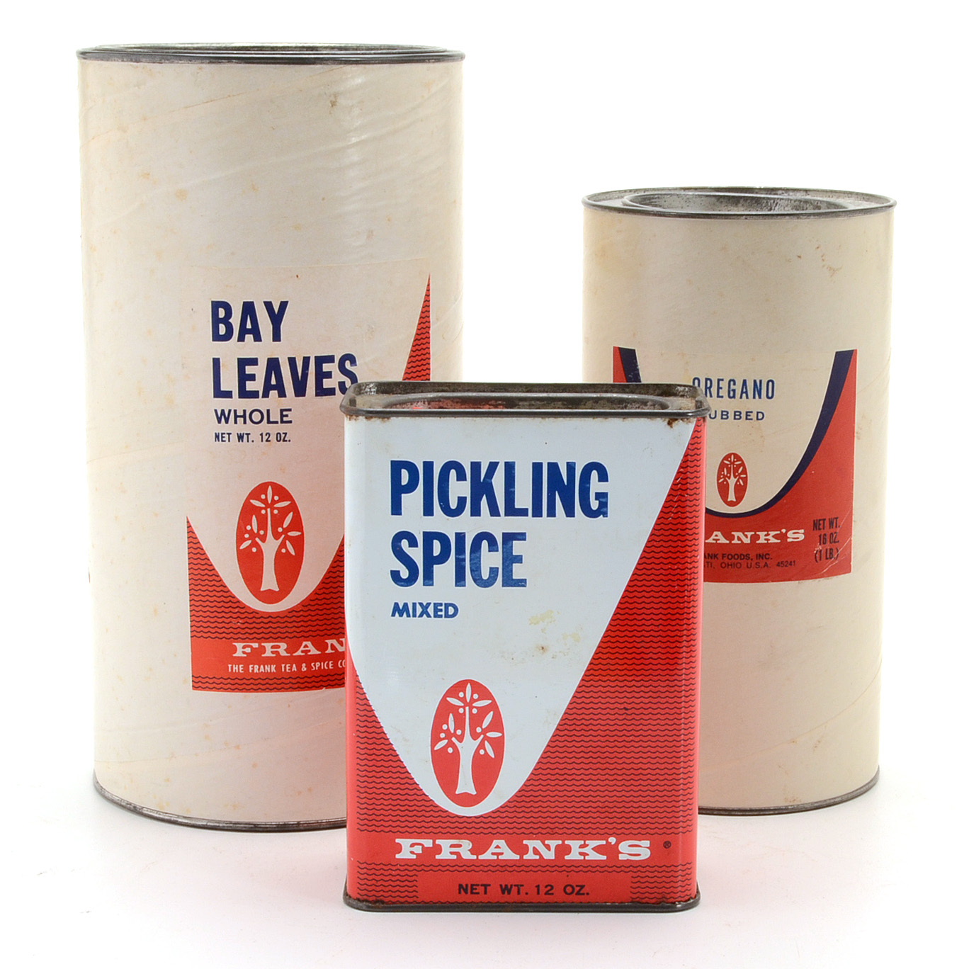 Three Large Frank's Spice & Tea Co. Tins