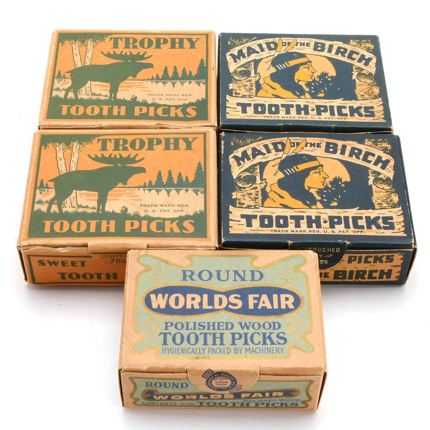 Collection of Vintage Toothpicks in Original Packaging