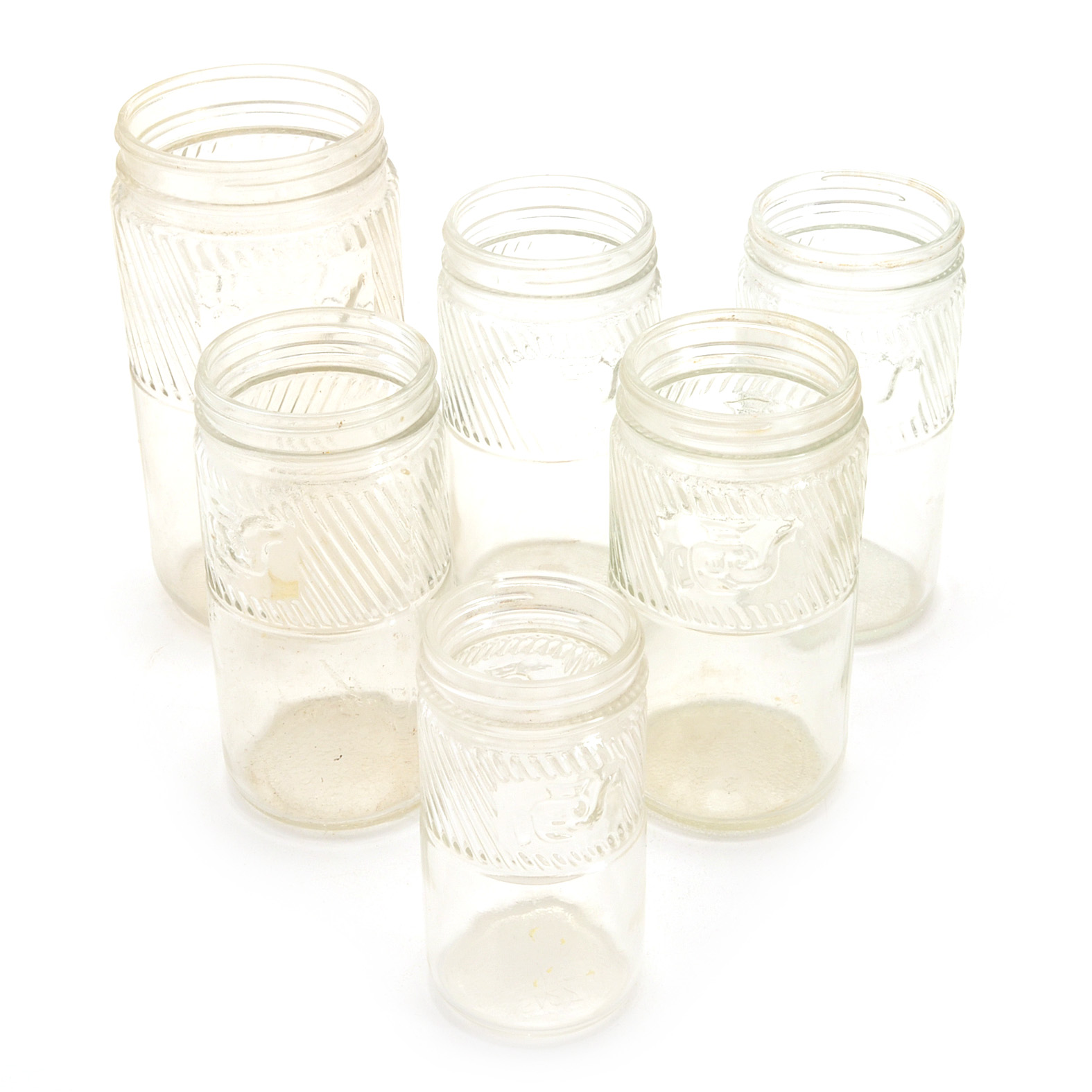 Six Vintage Jumbo Peanut Butter Jars