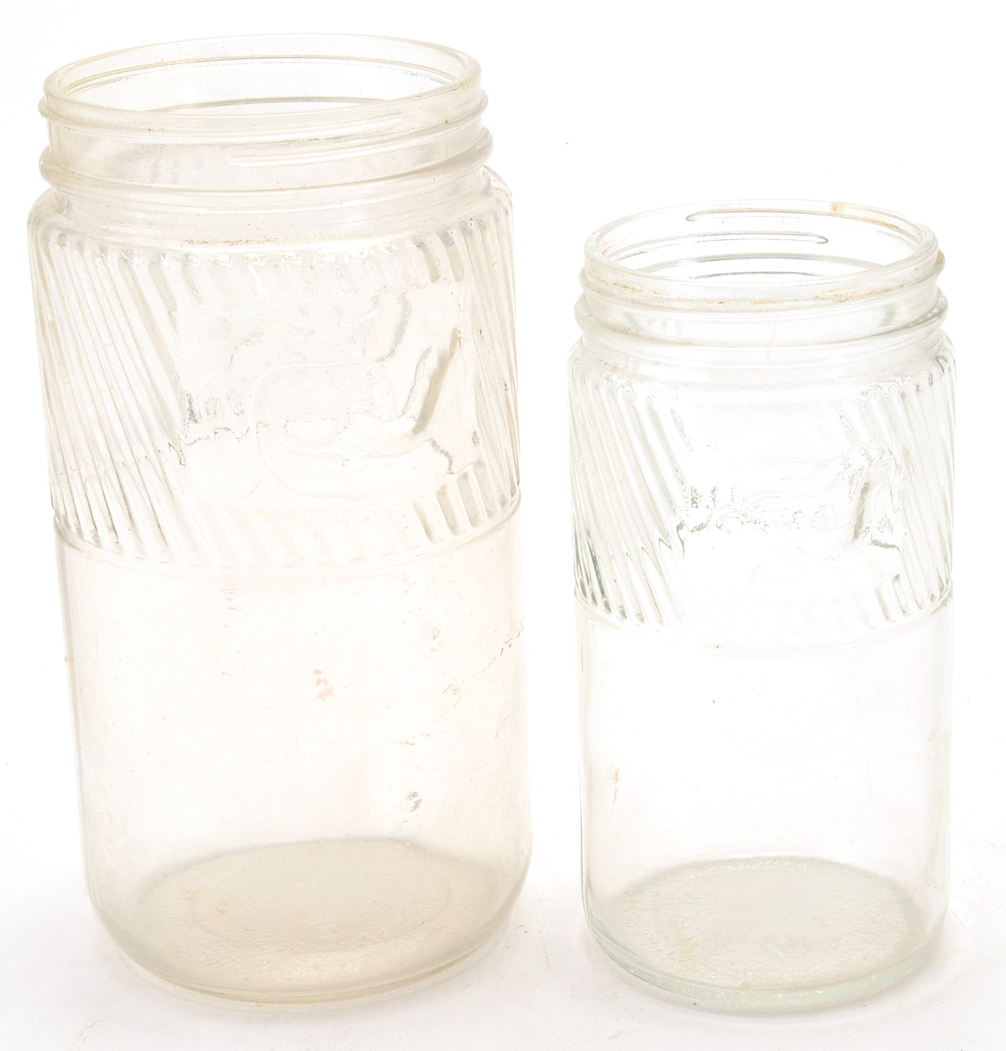Six Vintage Jumbo Peanut Butter Jars
