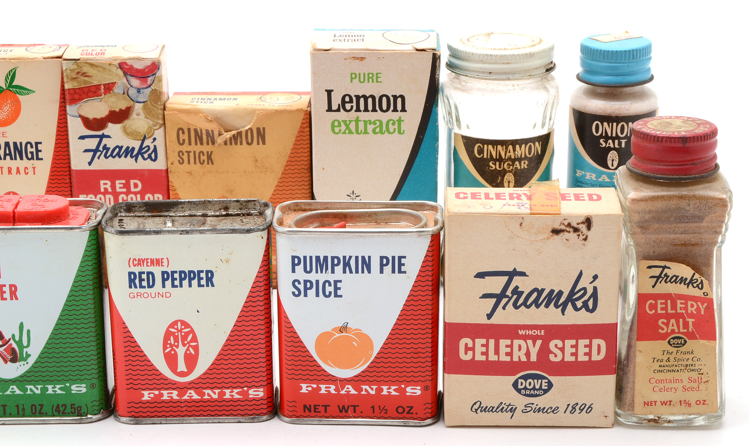 Large Collection of Vintage Frank's Tea & Spice Co. Tins