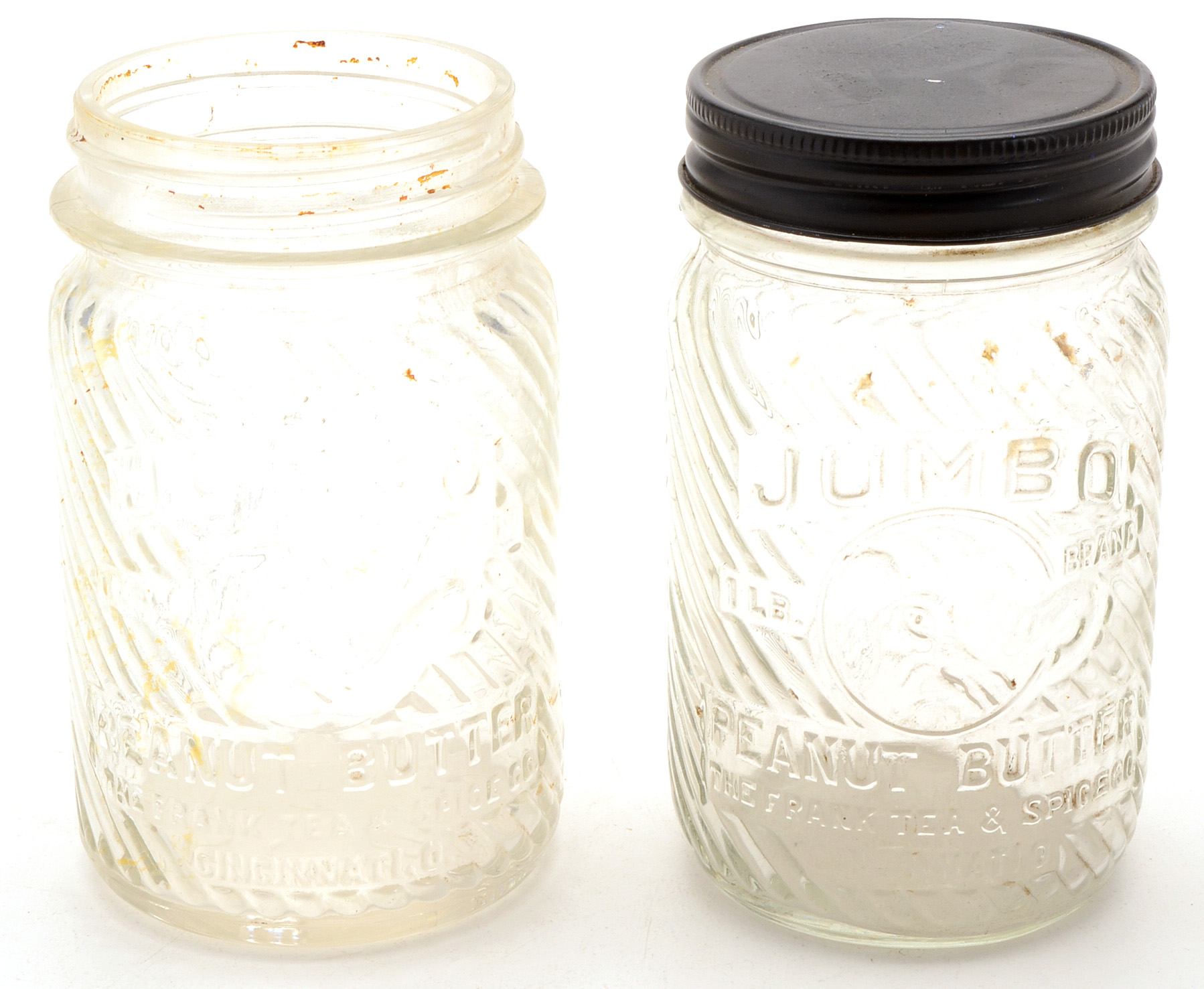 Six Vintage Jumbo Peanut Butter Jars