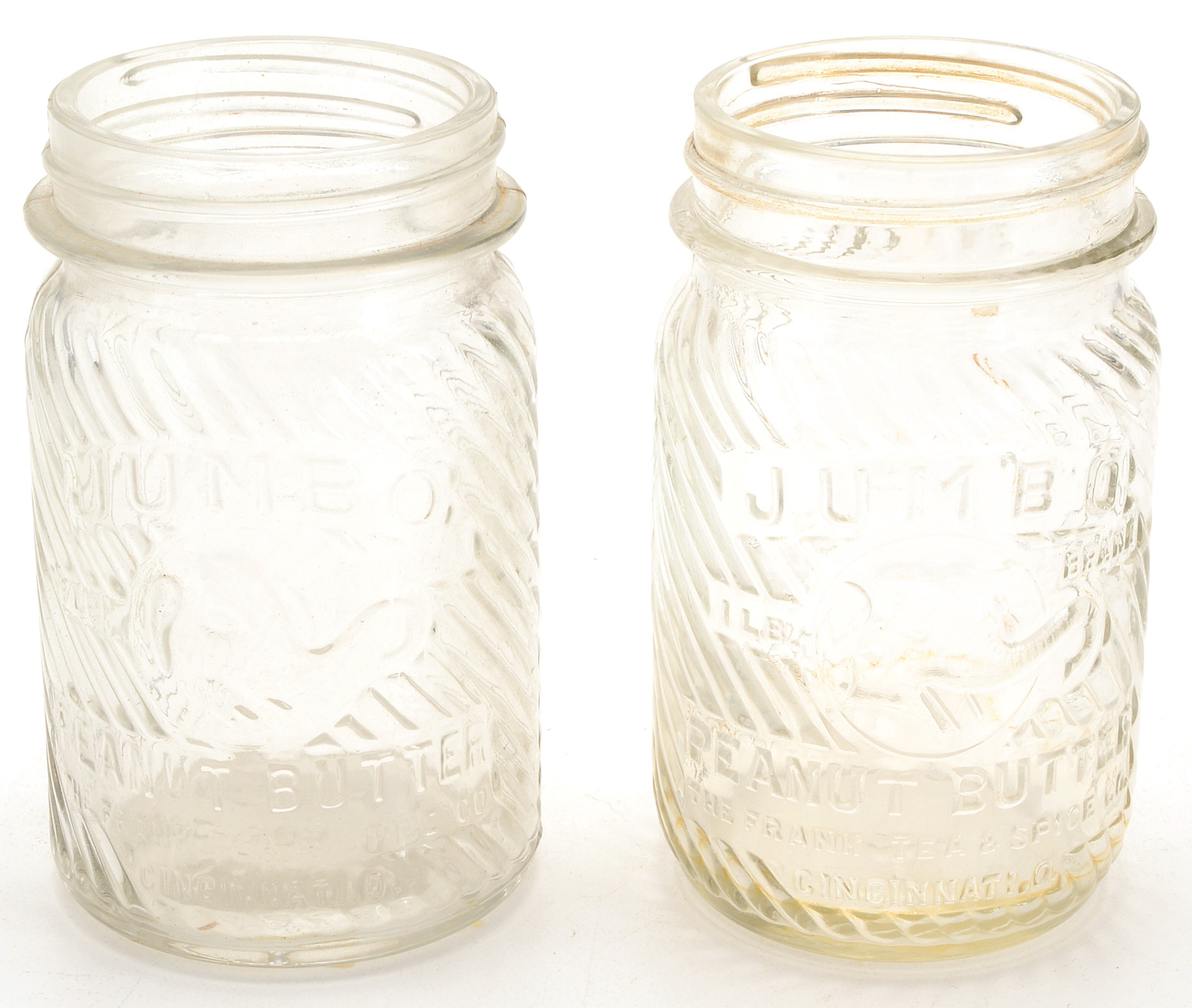 Six Vintage Jumbo Peanut Butter Jars