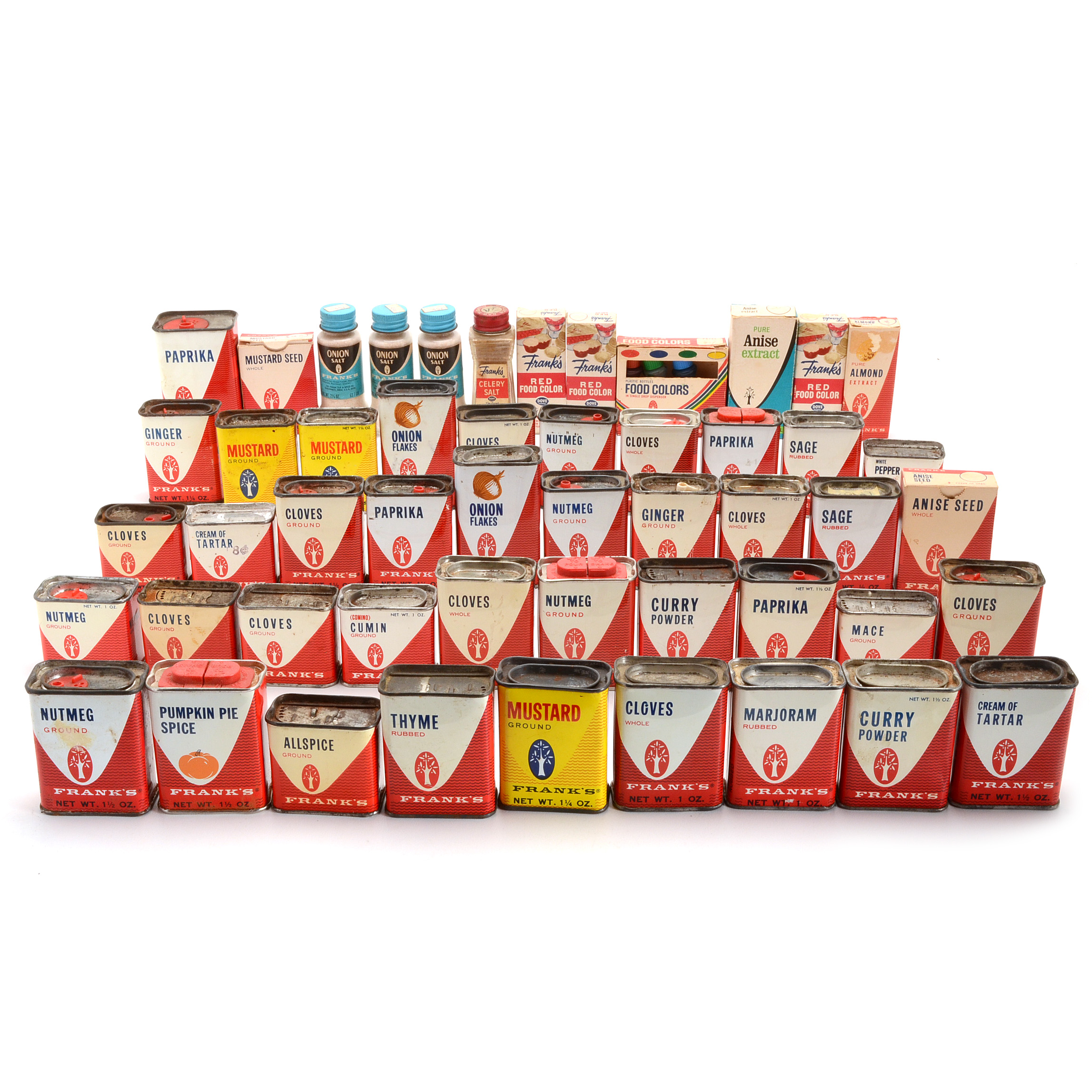 Large Collection of Vintage Frank's Tea & Spice Co. Tins