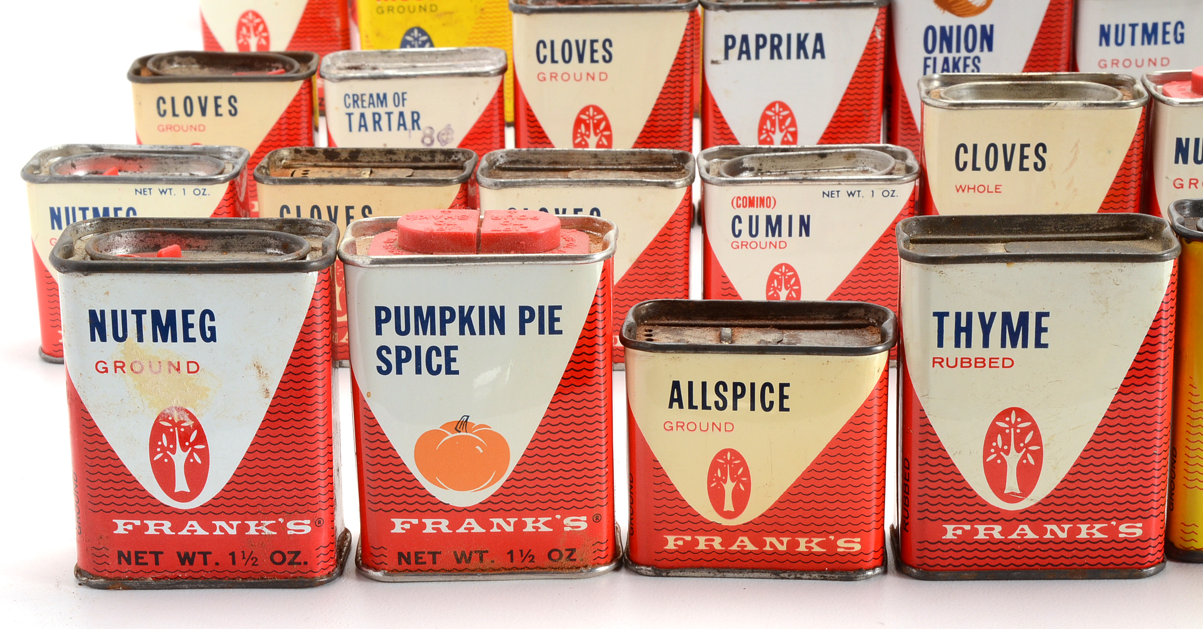 Large Collection of Vintage Frank's Tea & Spice Co. Tins