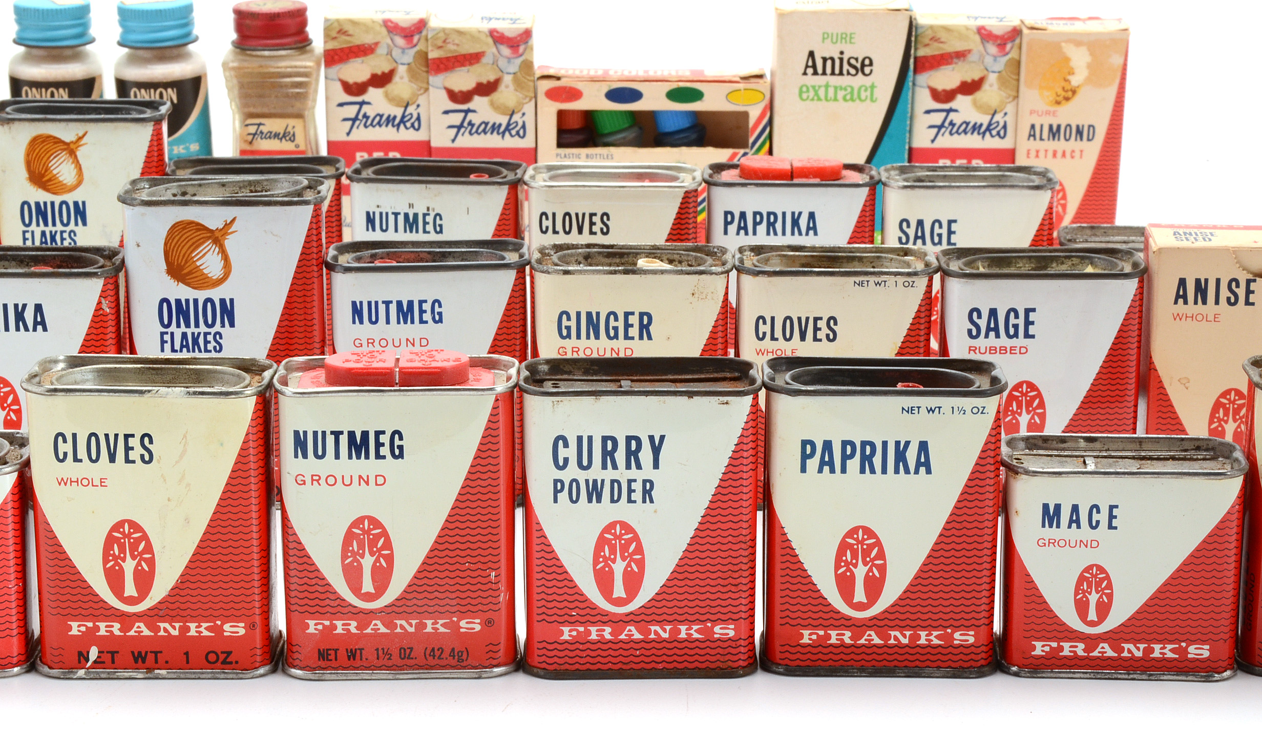 Large Collection of Vintage Frank's Tea & Spice Co. Tins