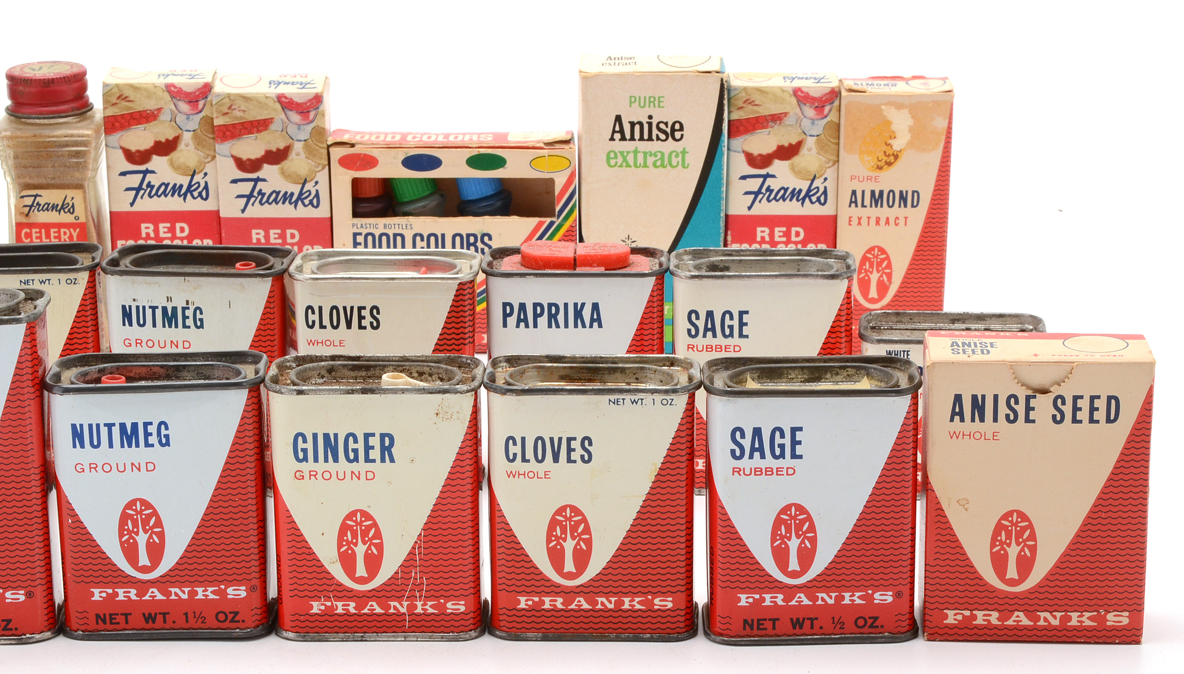 Large Collection of Vintage Frank's Tea & Spice Co. Tins