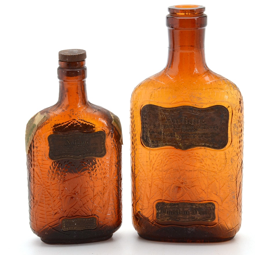 Pair of Antique Whiskey Bottles from Frankfort Distillery