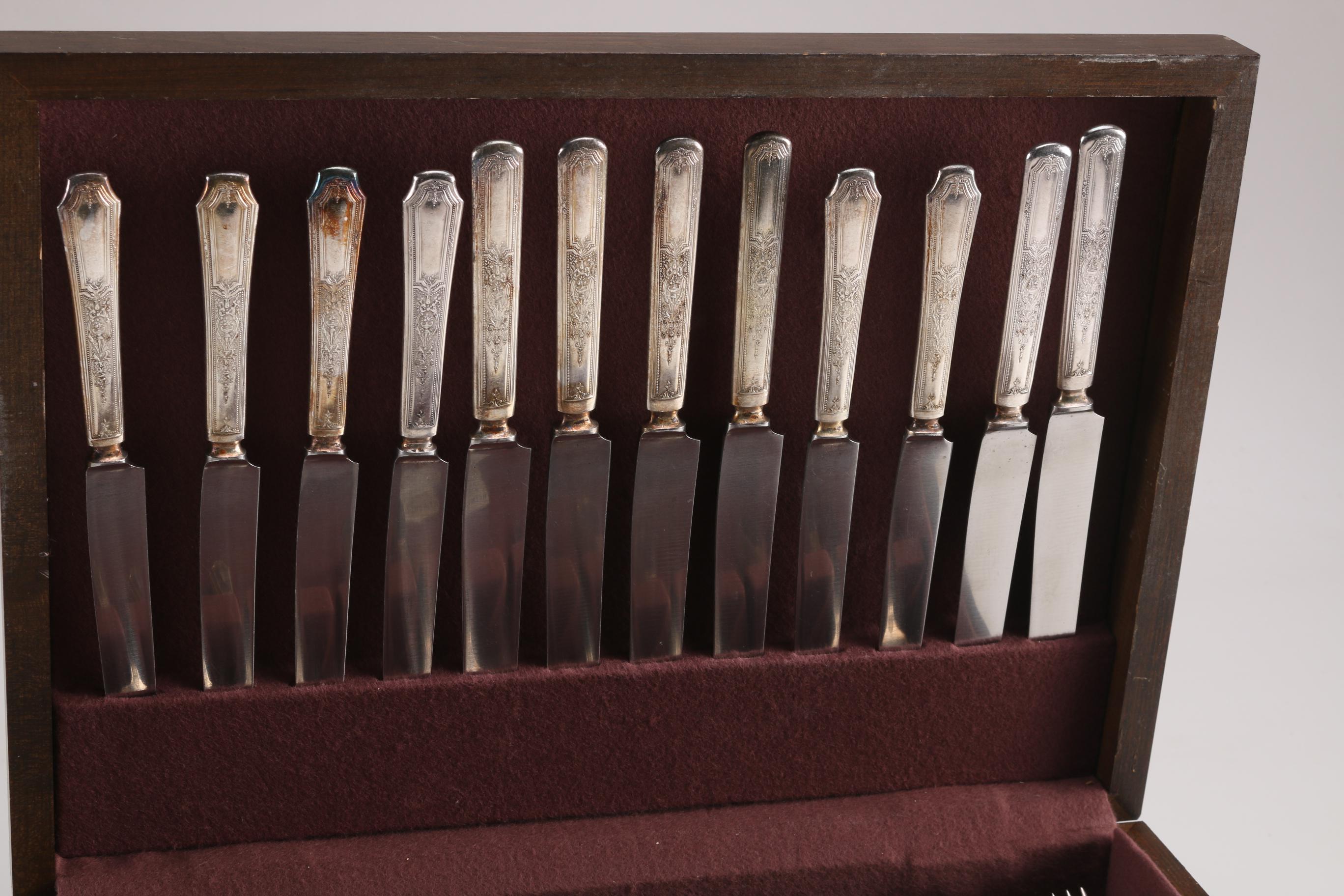 1847 Rogers "Ancestral" Flatware Set in a Wooden Chest