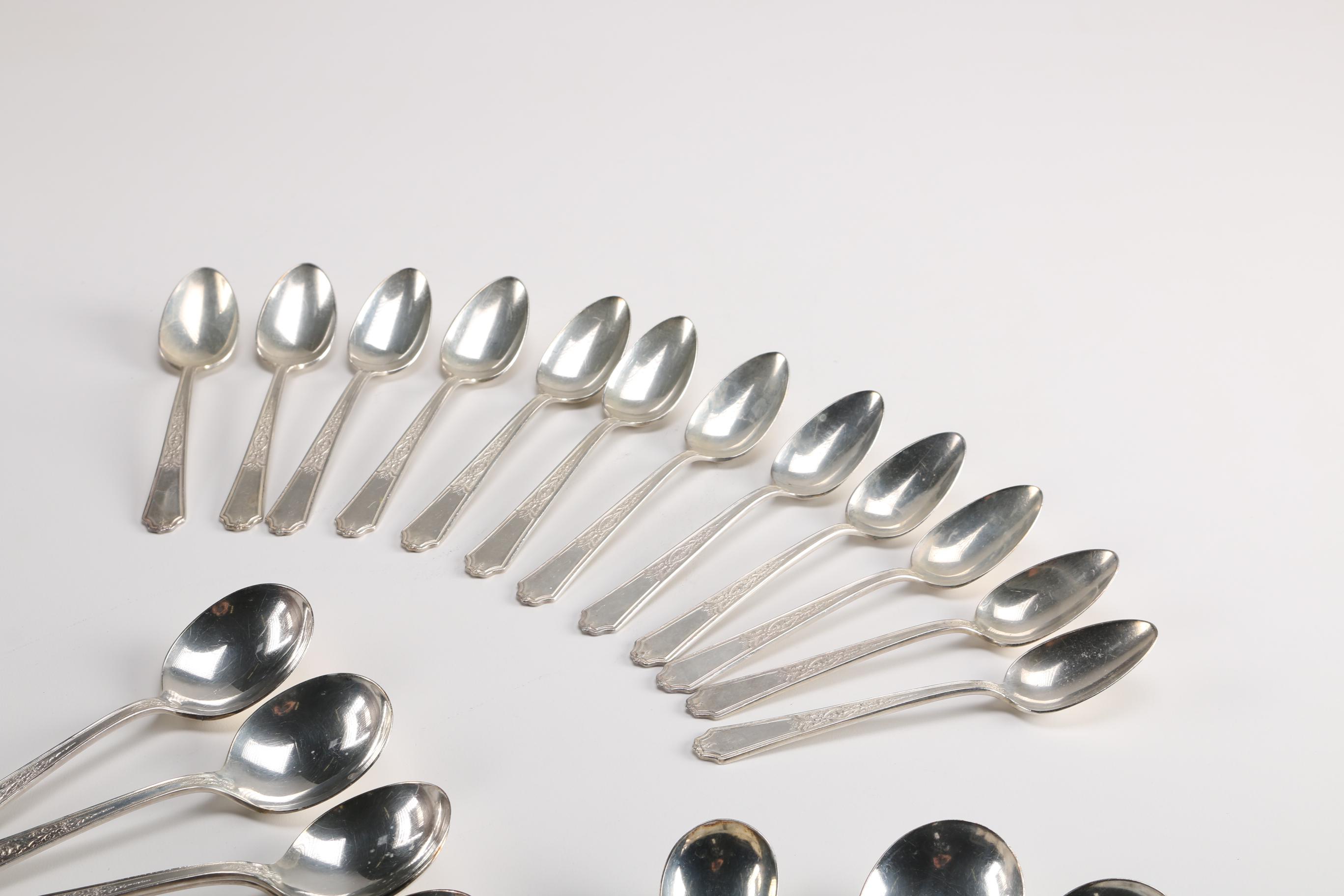 1847 Rogers "Ancestral" Flatware Set in a Wooden Chest