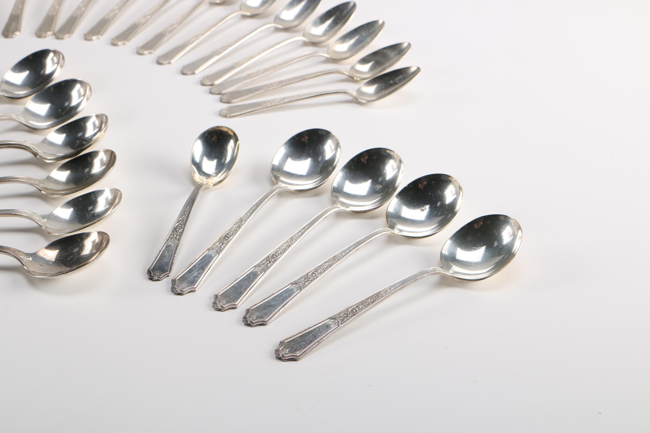 1847 Rogers "Ancestral" Flatware Set in a Wooden Chest