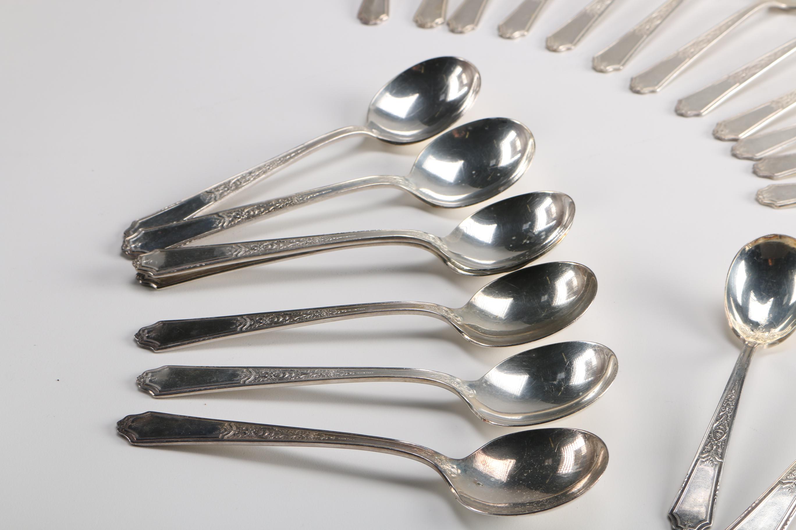 1847 Rogers "Ancestral" Flatware Set in a Wooden Chest