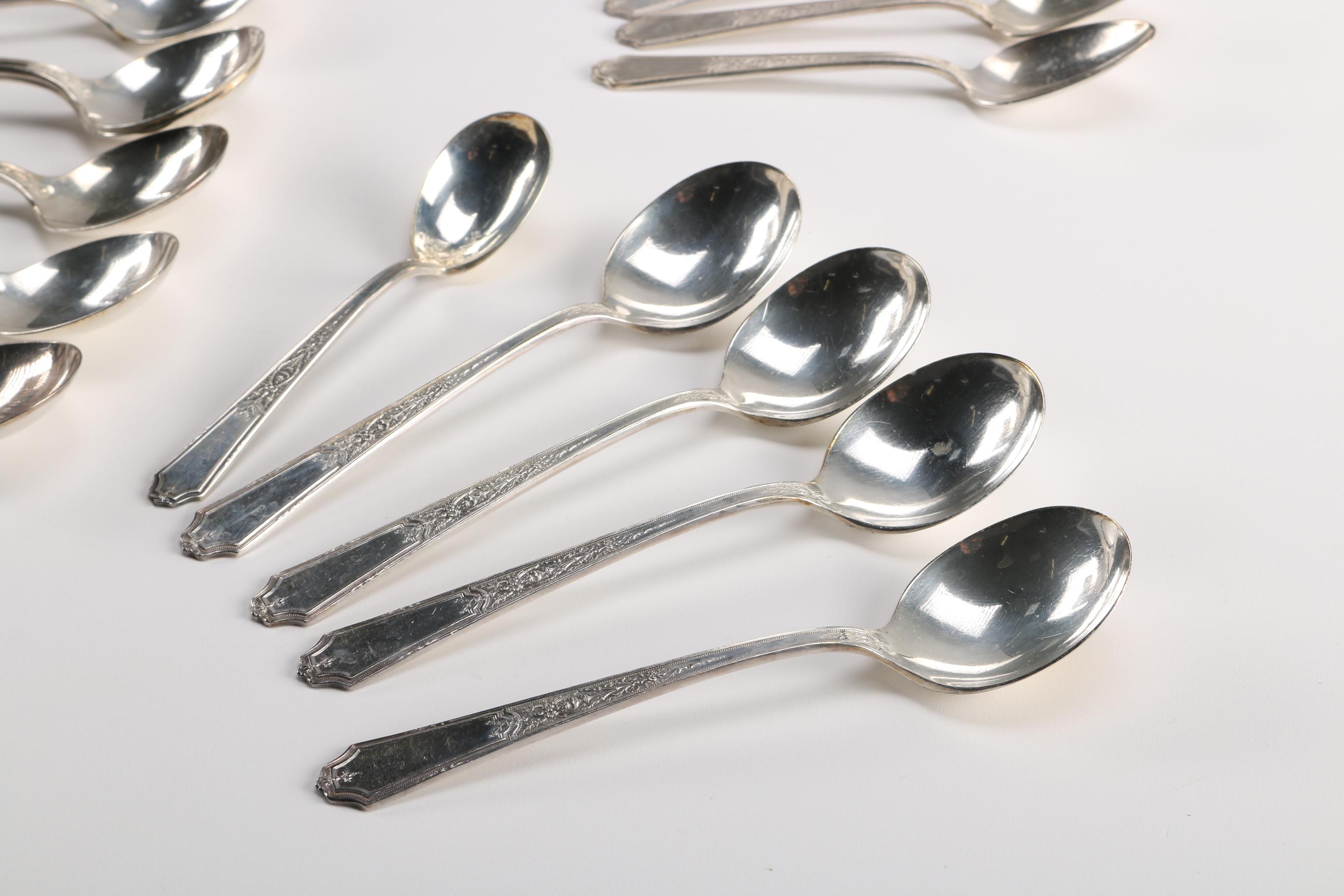 1847 Rogers "Ancestral" Flatware Set in a Wooden Chest