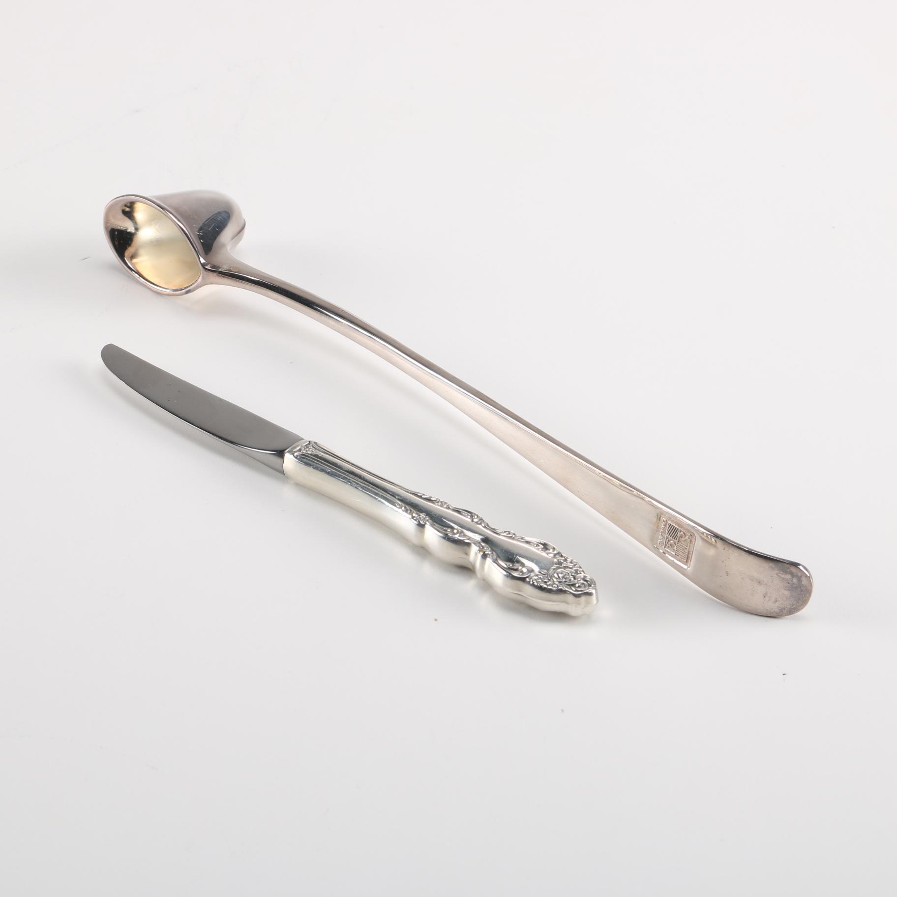 English Candle Snuffer and International Stainless "Wild Rose" Knife